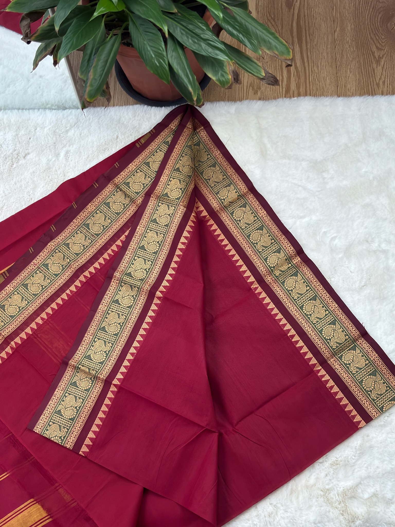 Handloom Cotton Saree without Blouse (60s)