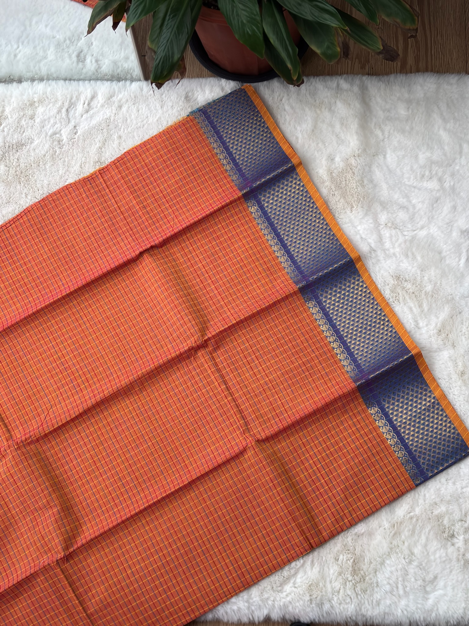 Handloom Cotton Saree without Blouse (60s)