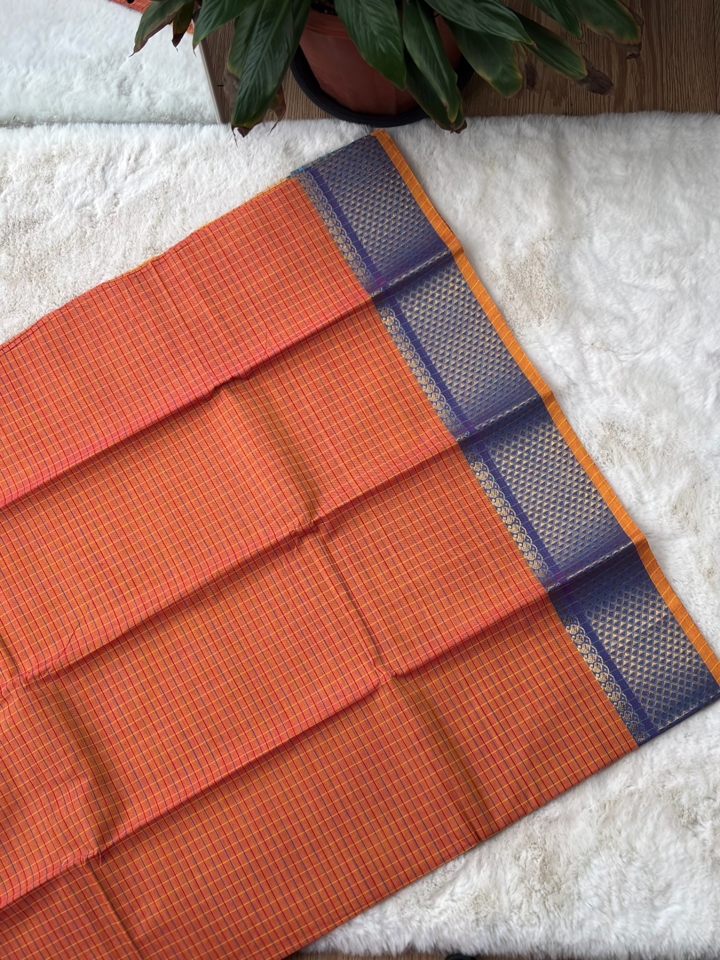 Handloom Cotton Saree without Blouse (60s)