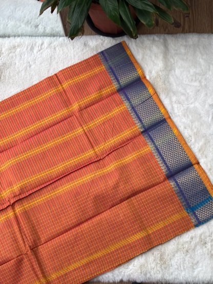 Handloom Cotton Saree without Blouse (60s)