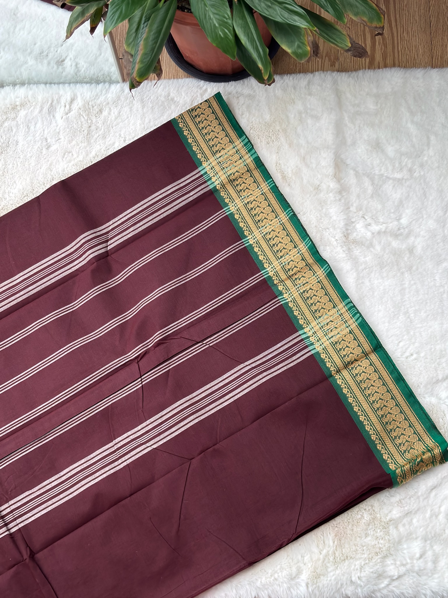 Handloom Cotton Saree without Blouse (60s)