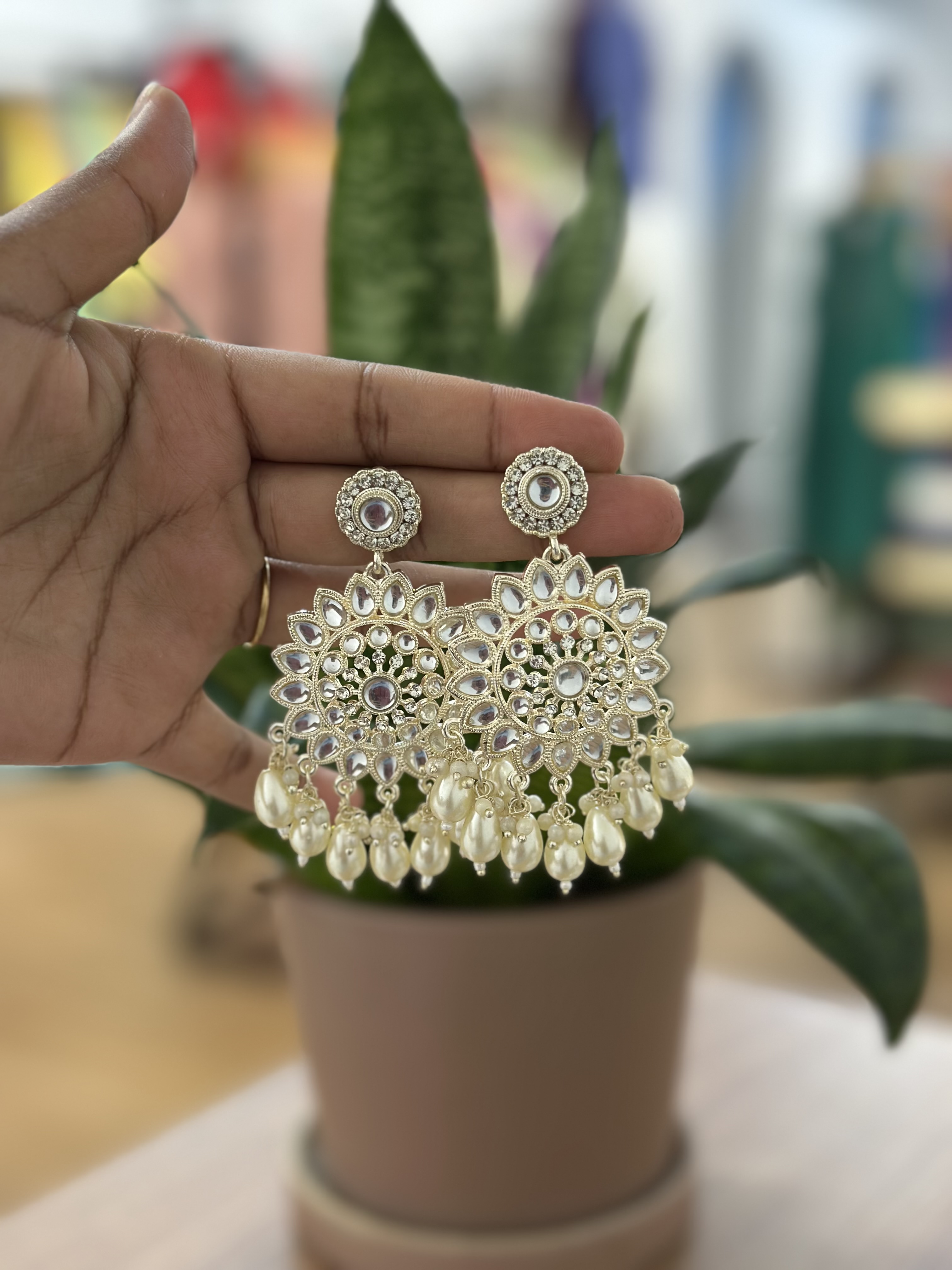 Pearl White Stone Earring