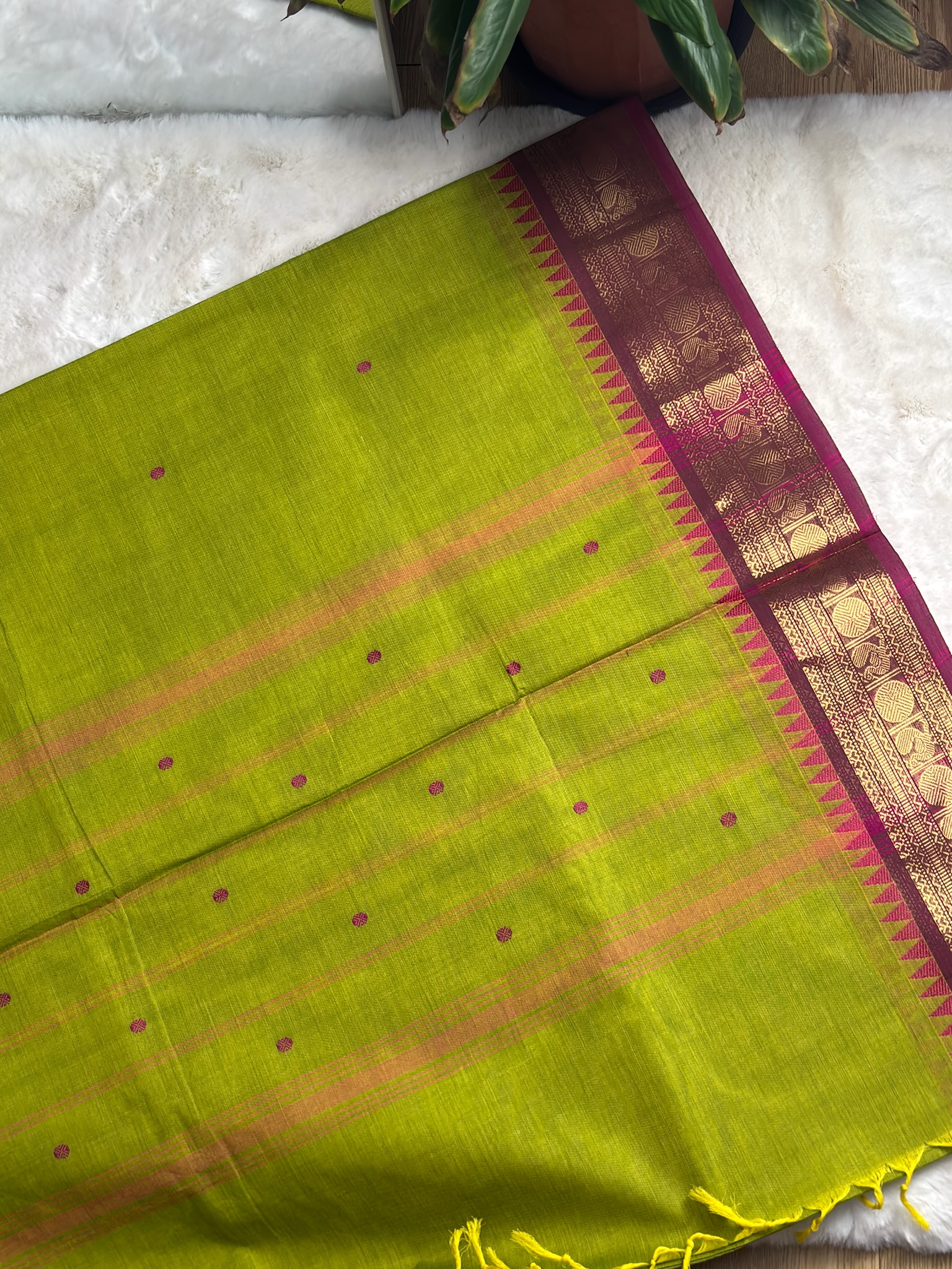 Handloom Cotton Saree with Blouse (80s)