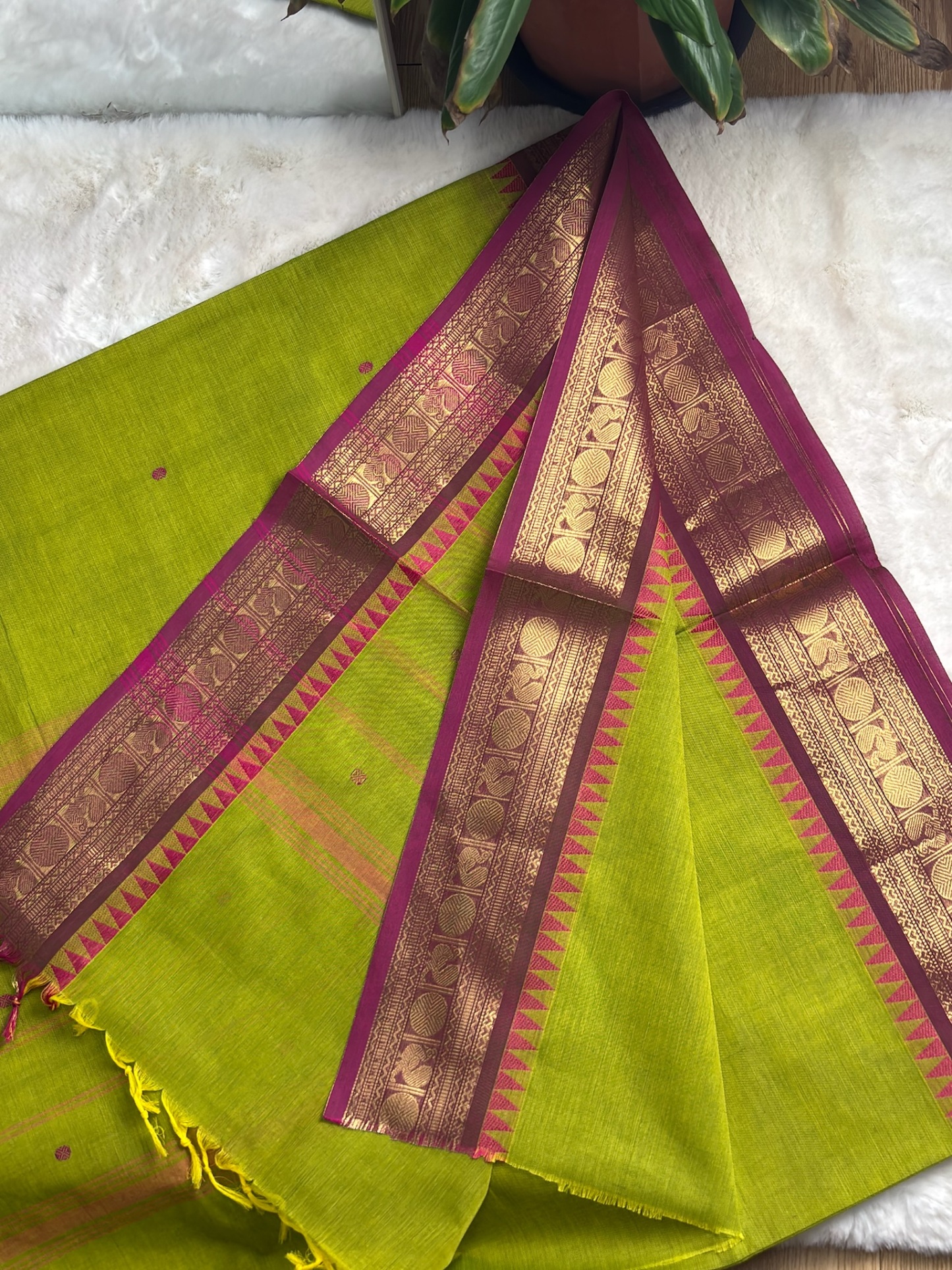Handloom Cotton Saree with Blouse (80s)