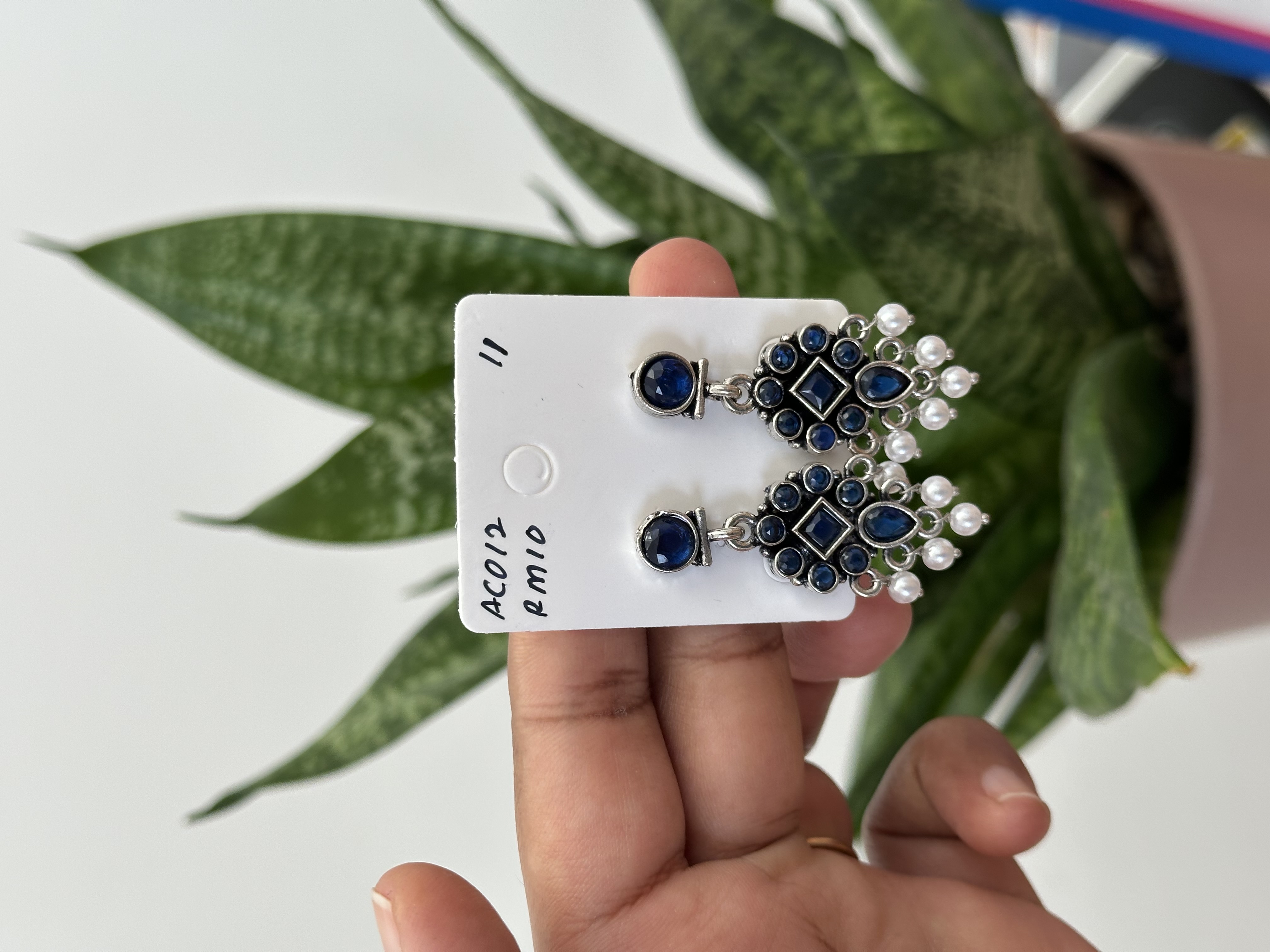 Flower Stone Silver Earring