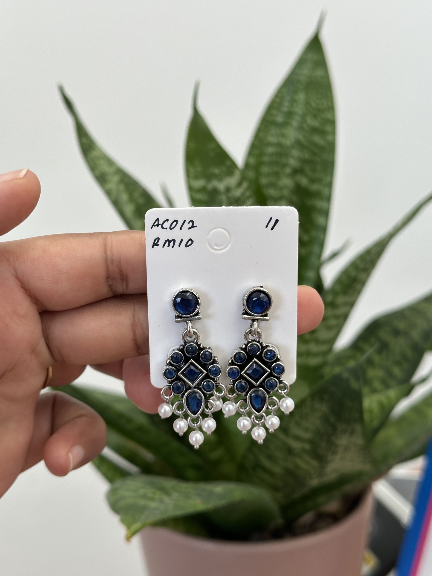 Flower Stone Silver Earring