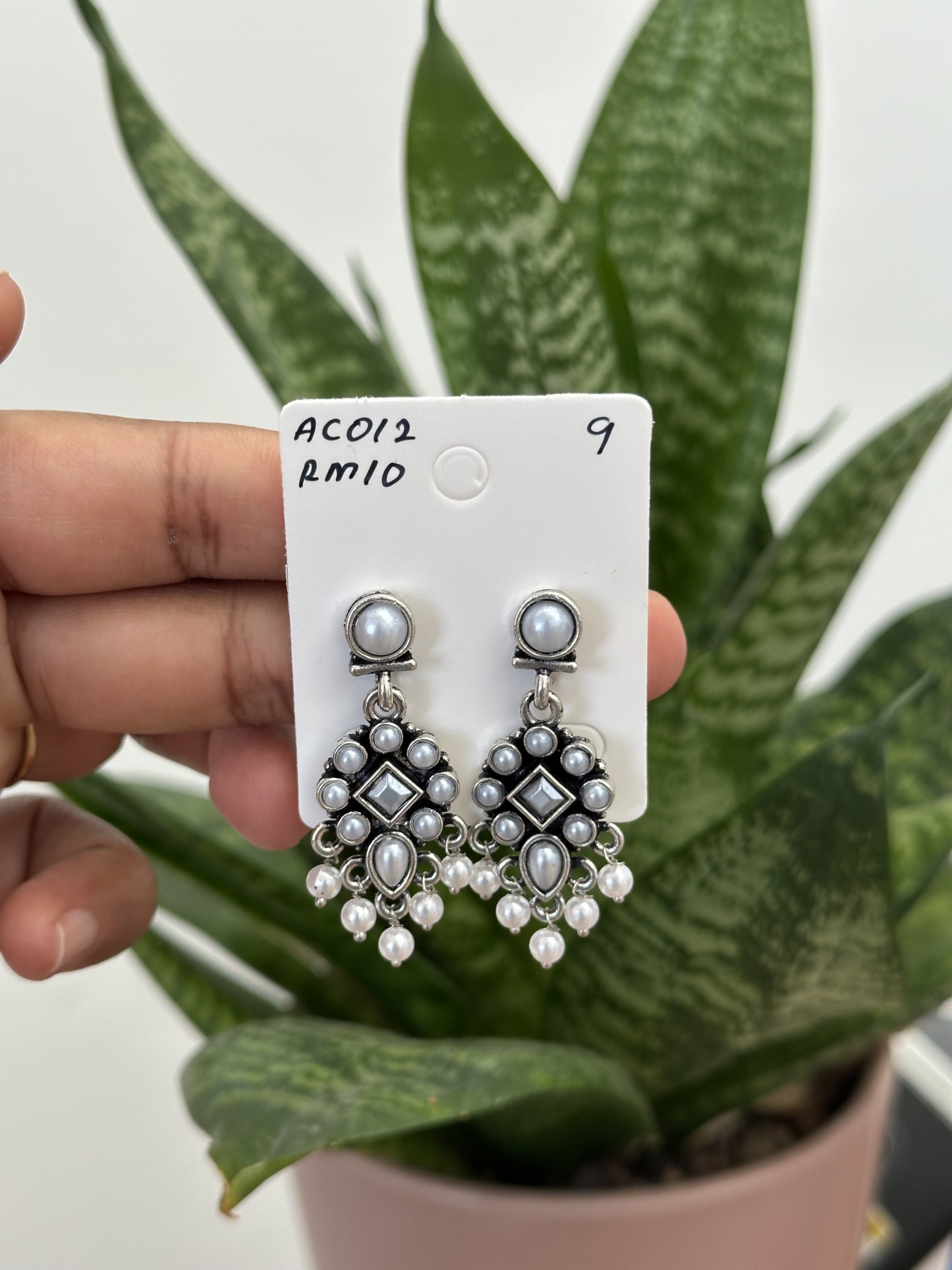 Flower Stone Silver Earring