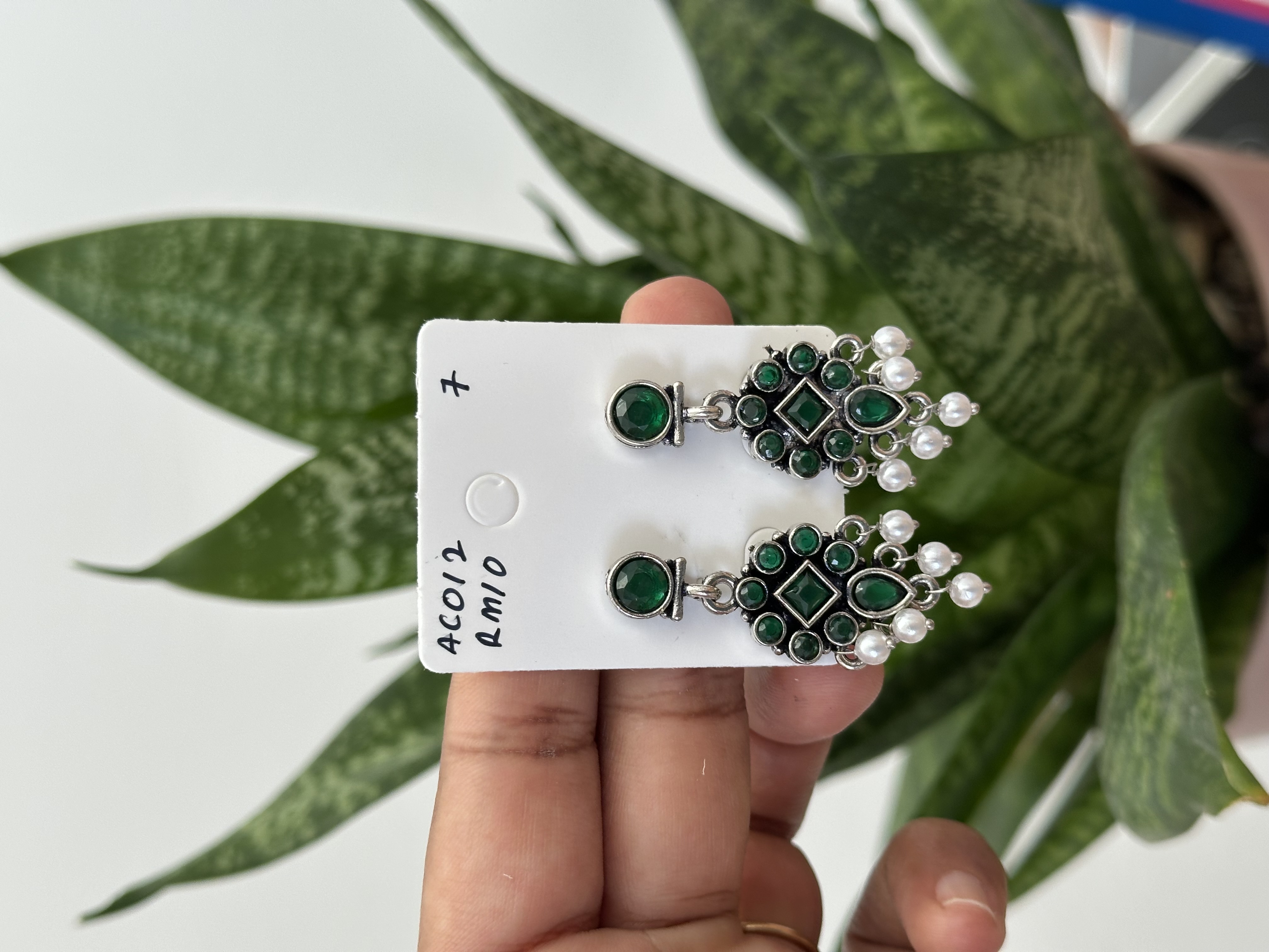 Flower Stone Silver Earring