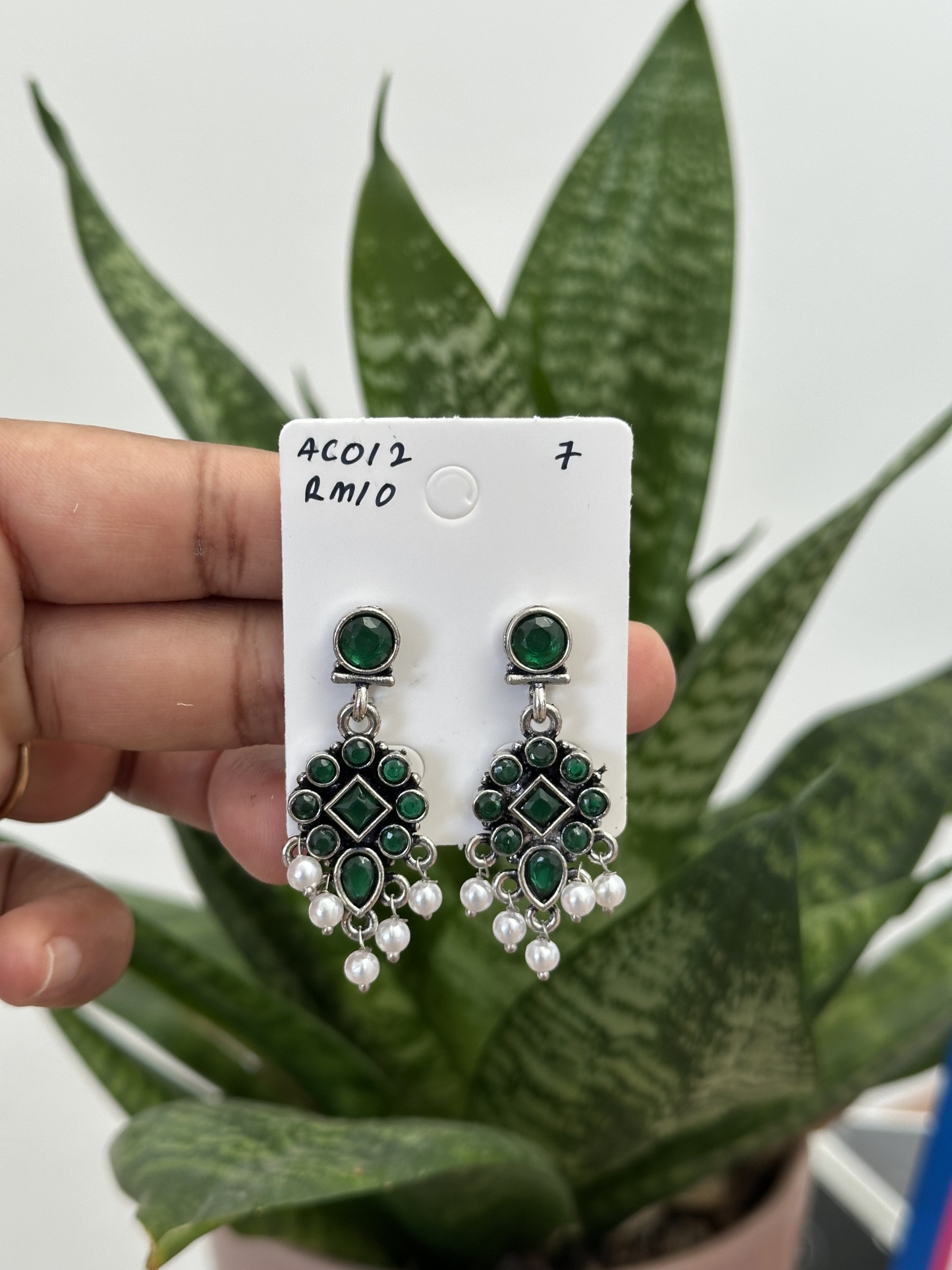 Flower Stone Silver Earring