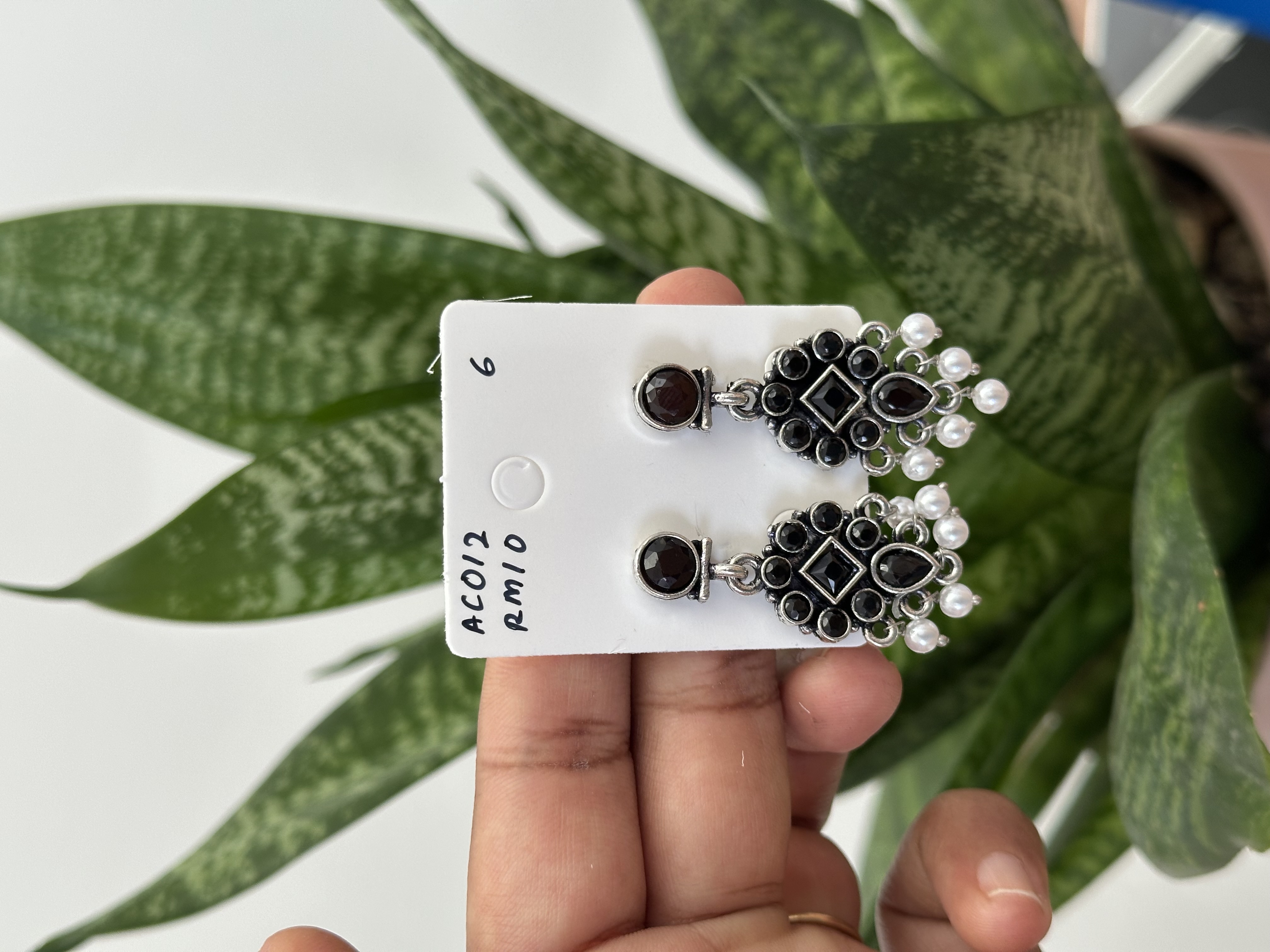 Flower Stone Silver Earring