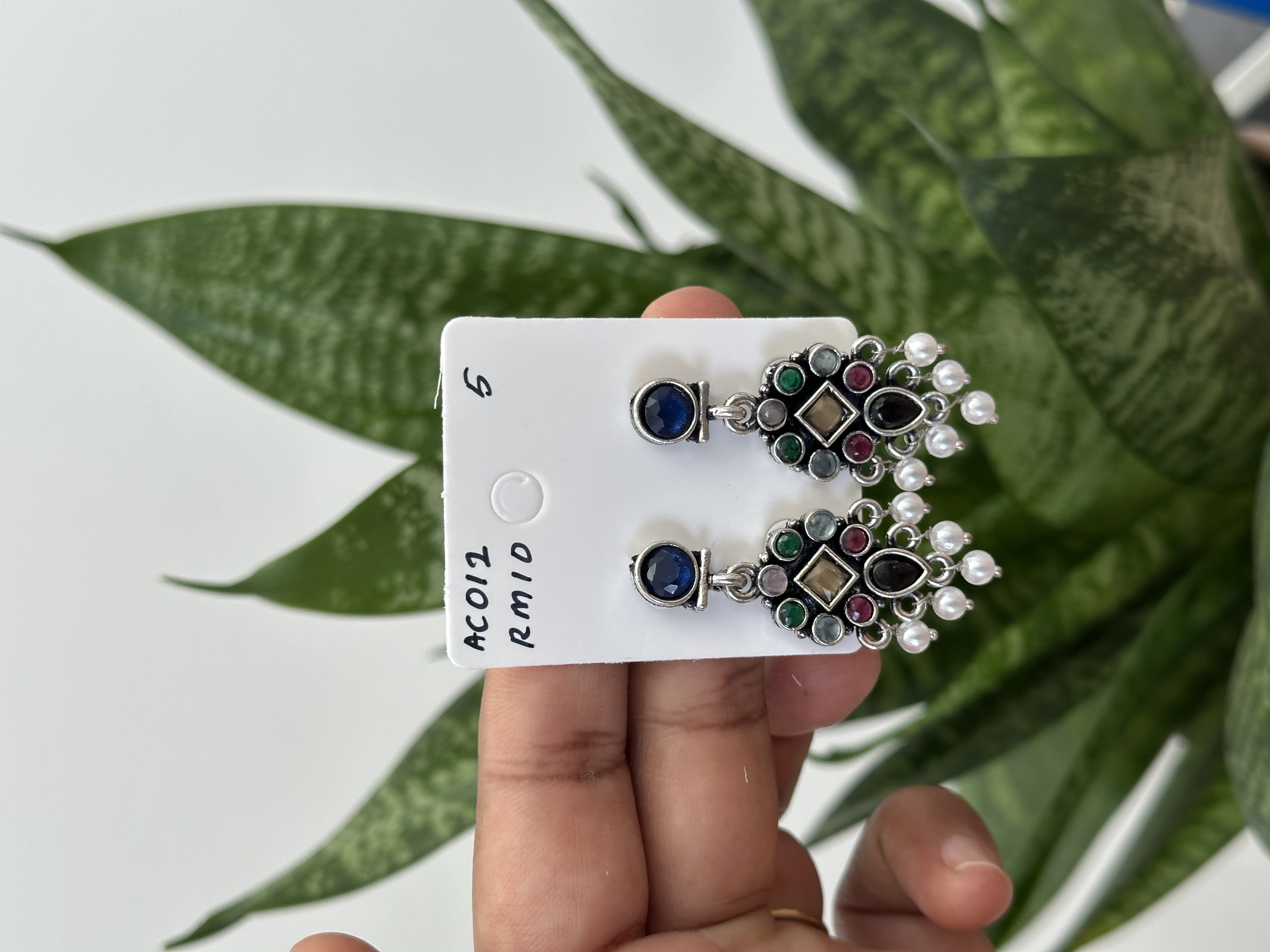 Flower Stone Silver Earring