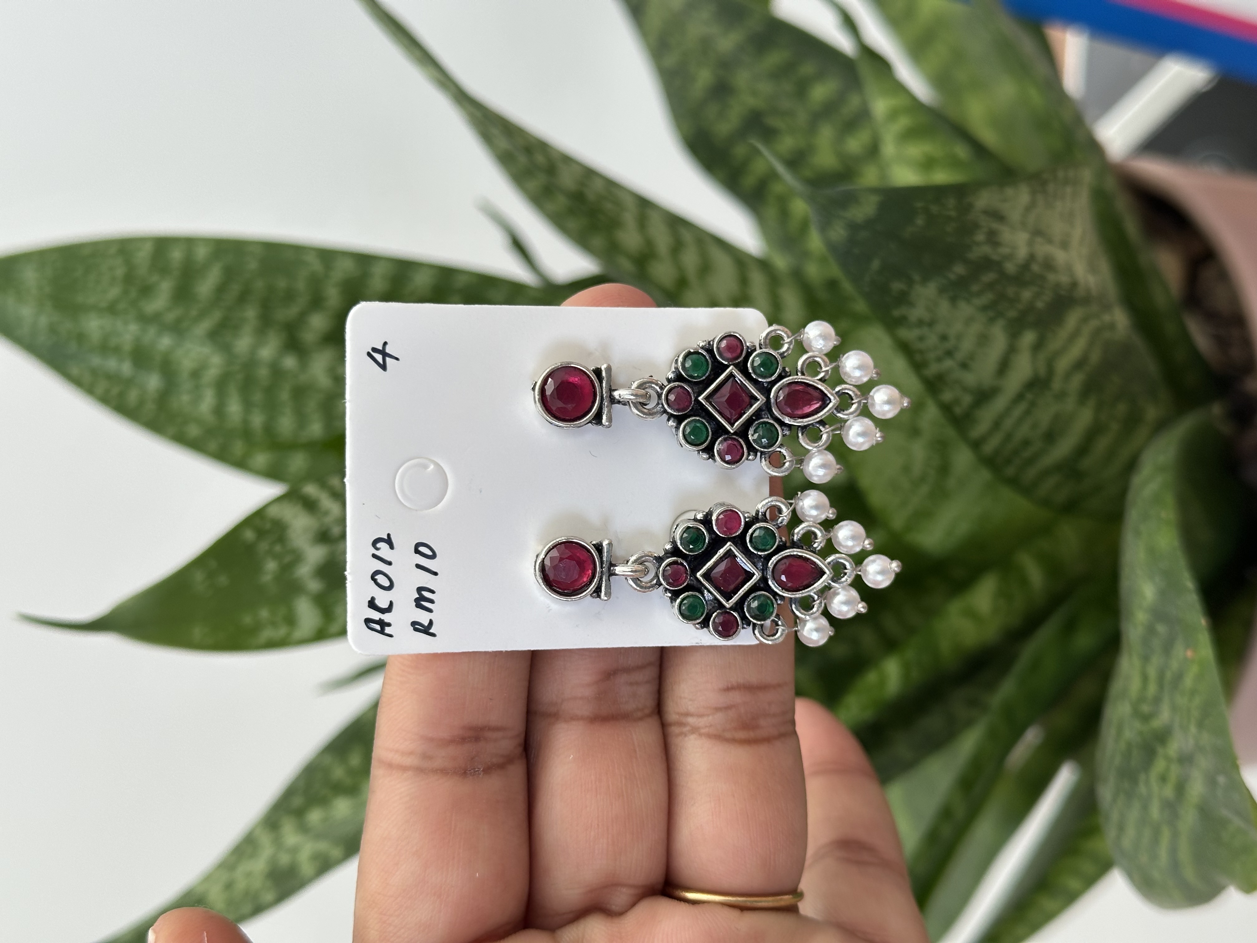 Flower Stone Silver Earring