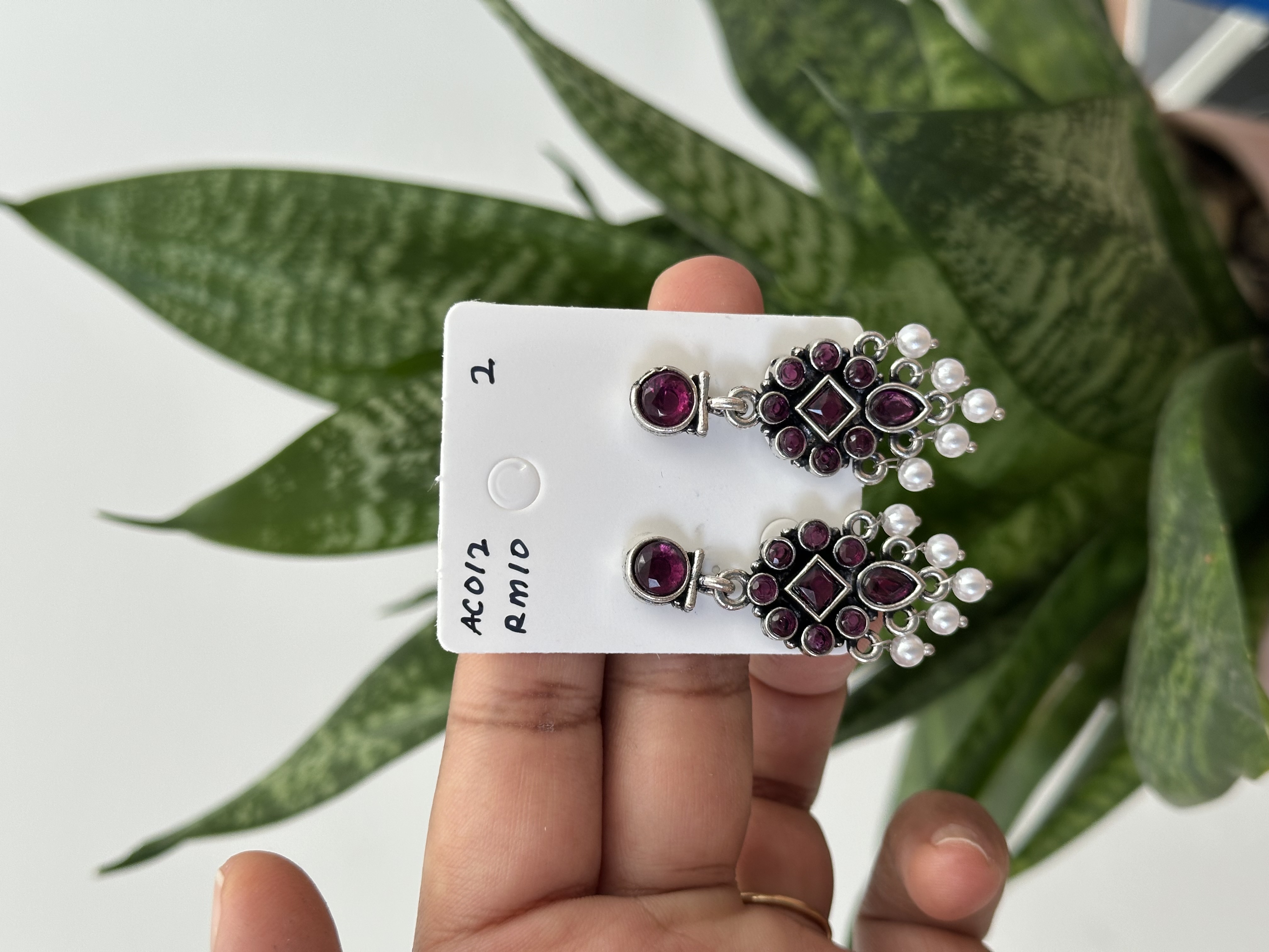 Flower Stone Silver Earring