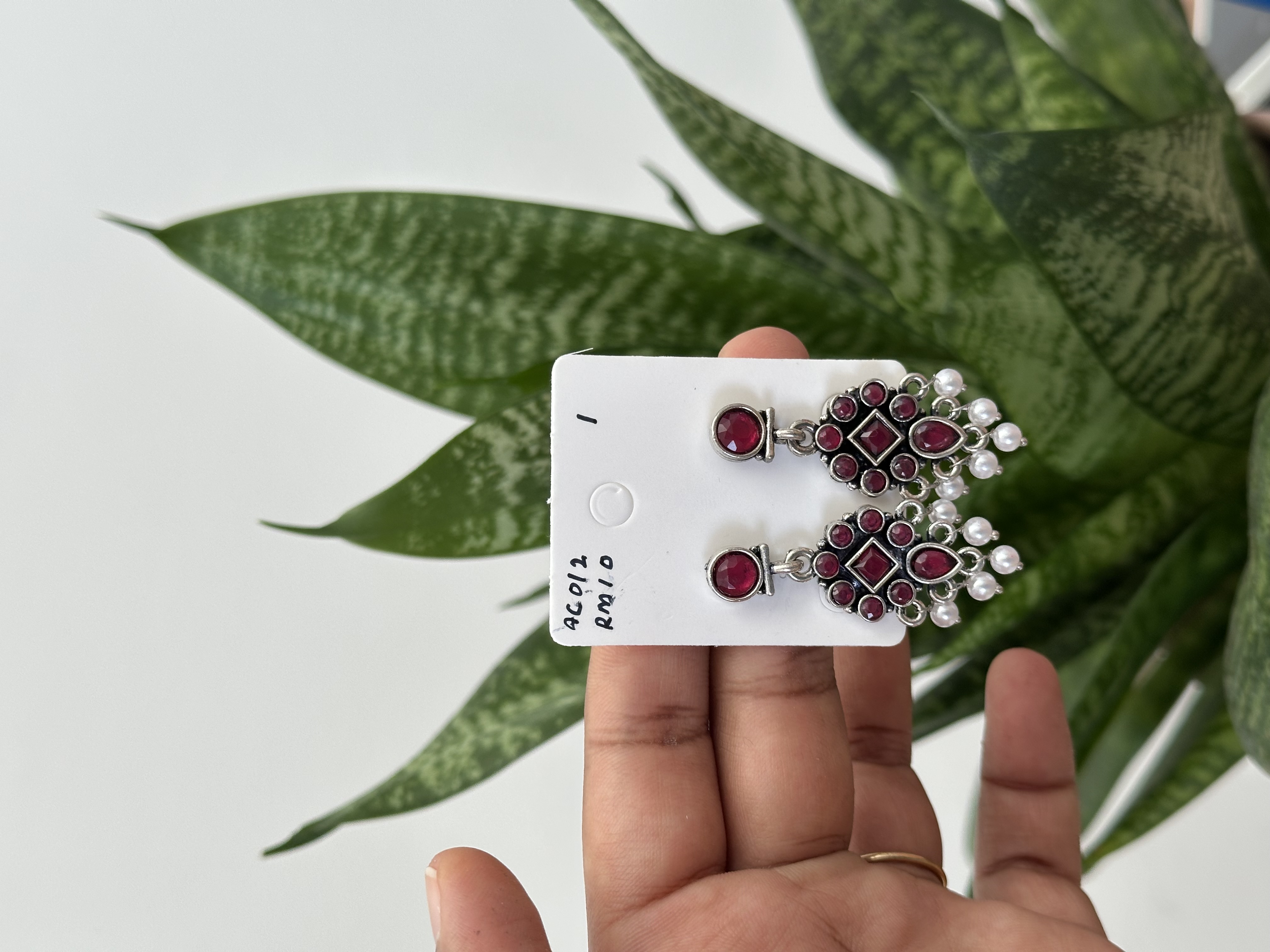 Flower Stone Silver Earring