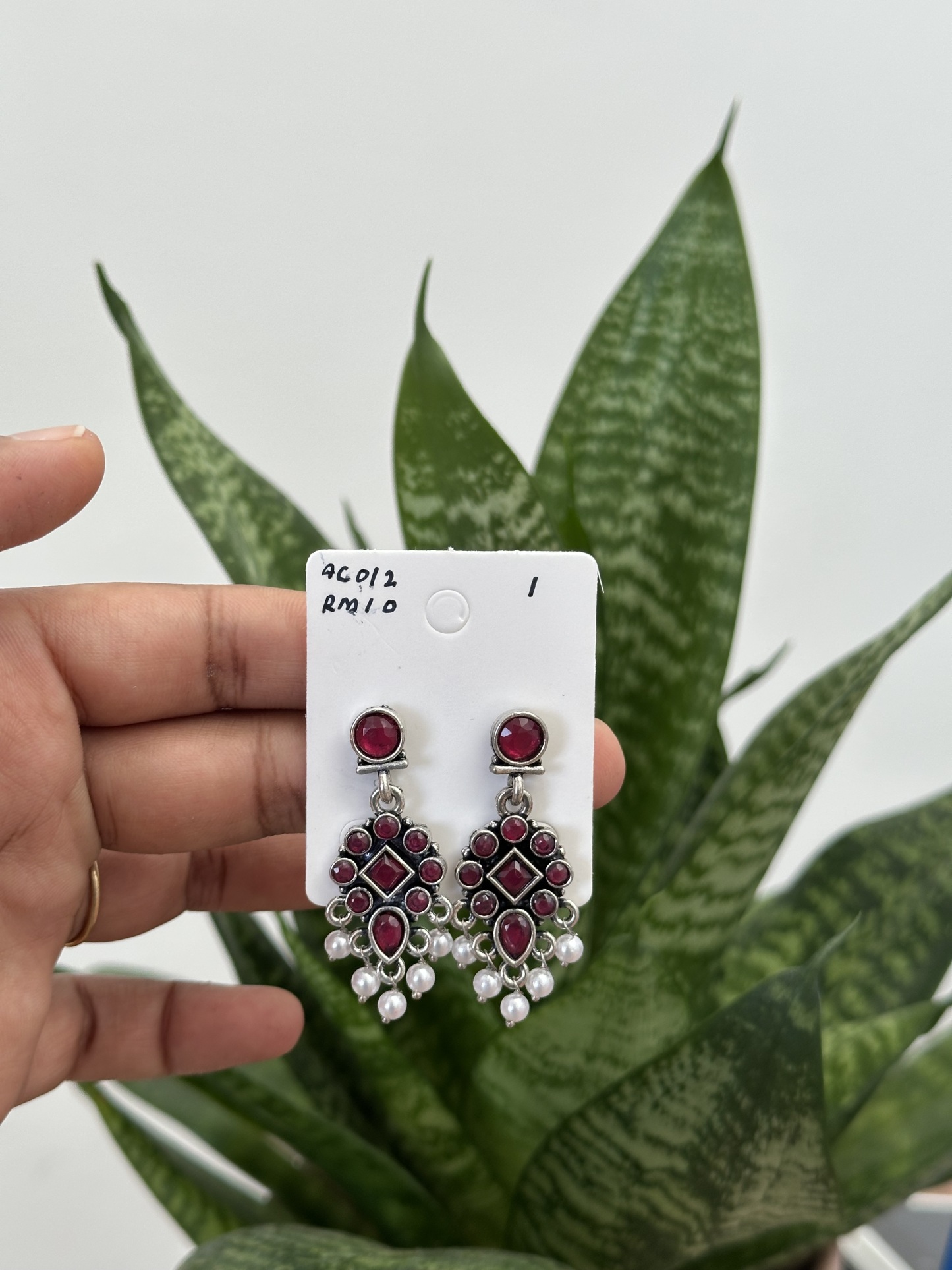 Flower Stone Silver Earring