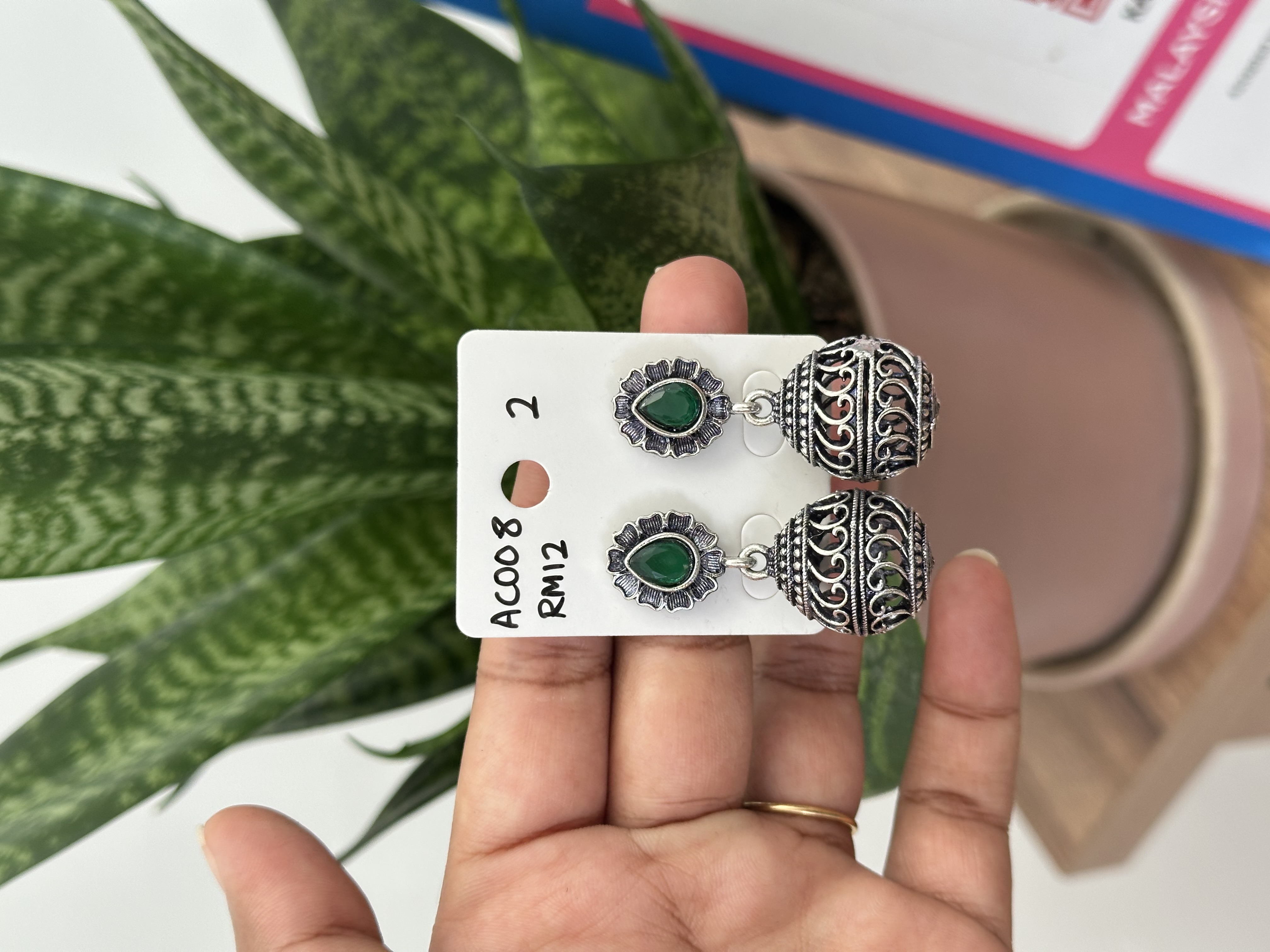 Ball Earring Silver Flower