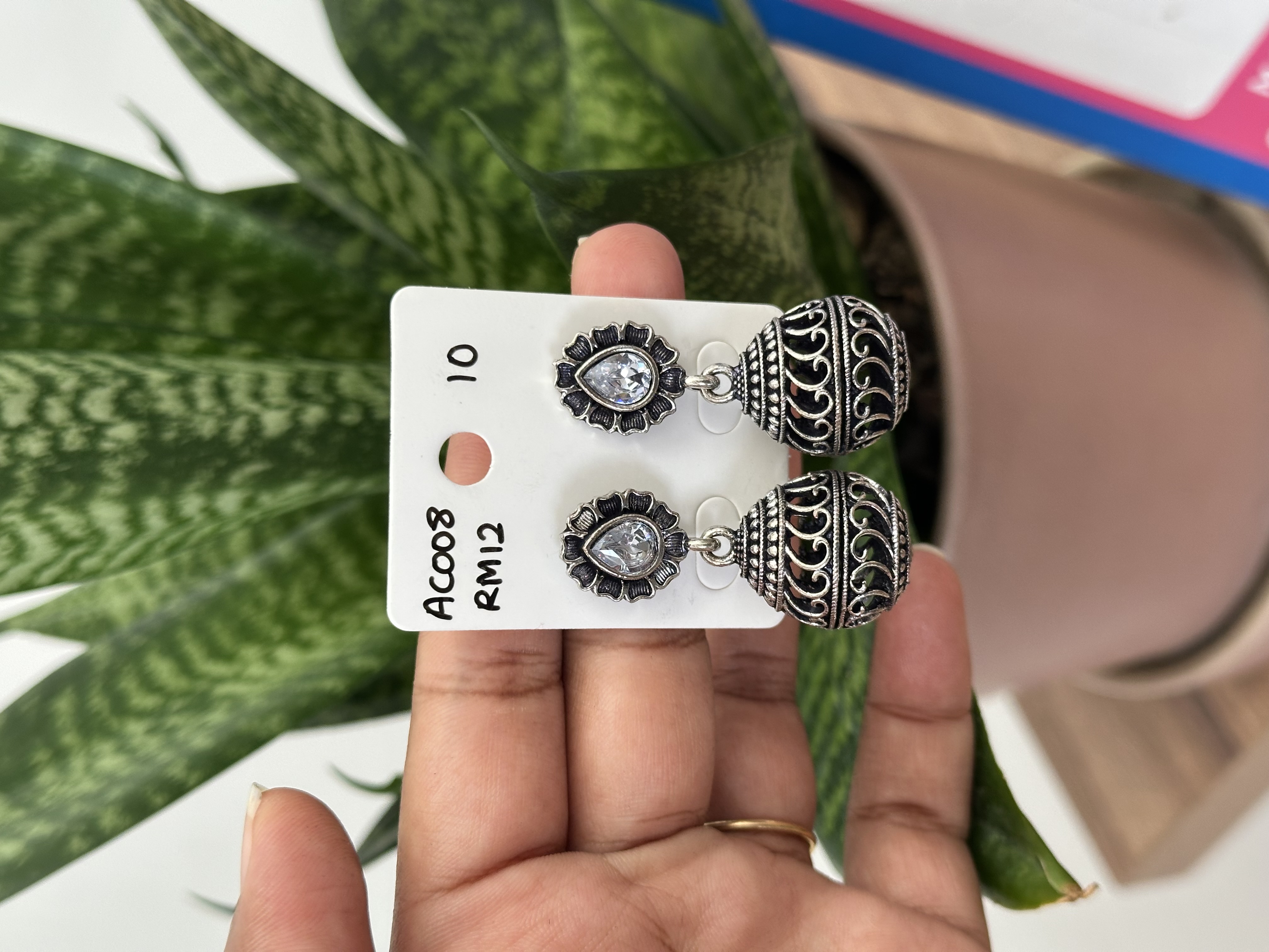 Ball Earring Silver Flower