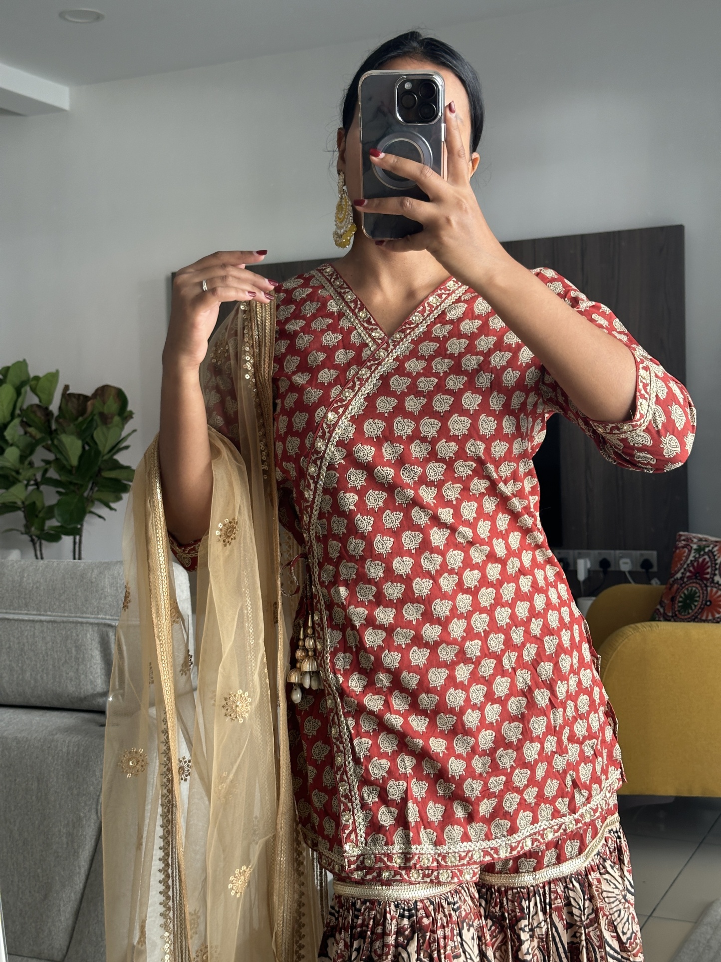 Pure Ajrakh Sharara Set