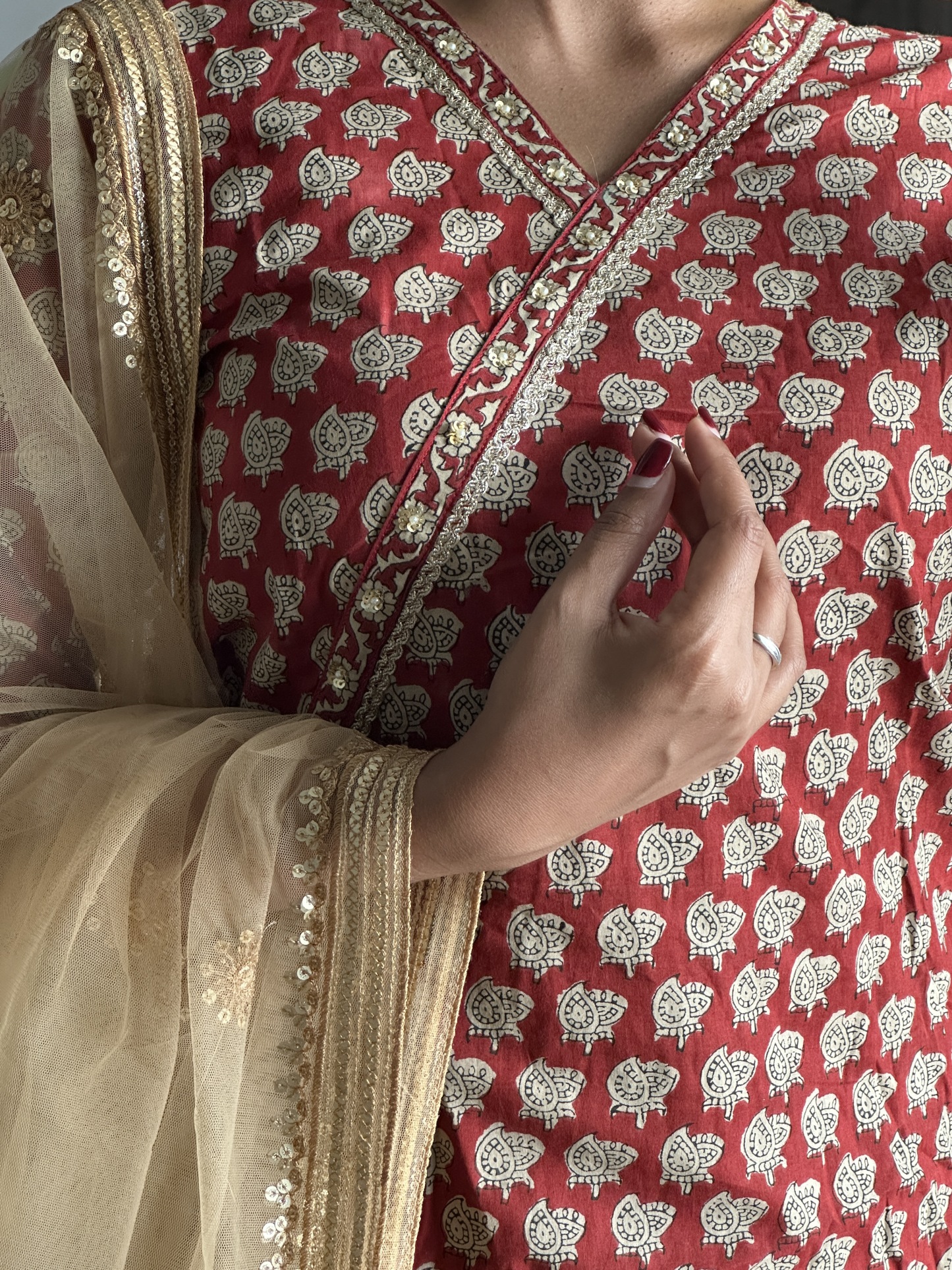 Pure Ajrakh Sharara Set