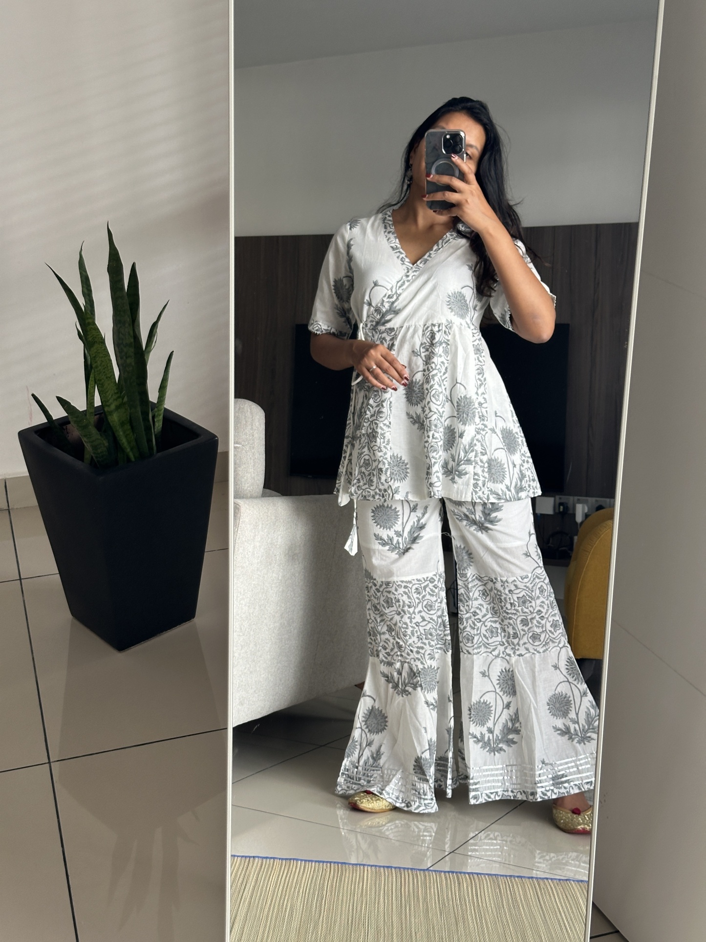 Wraparound Top with Gharara Pant