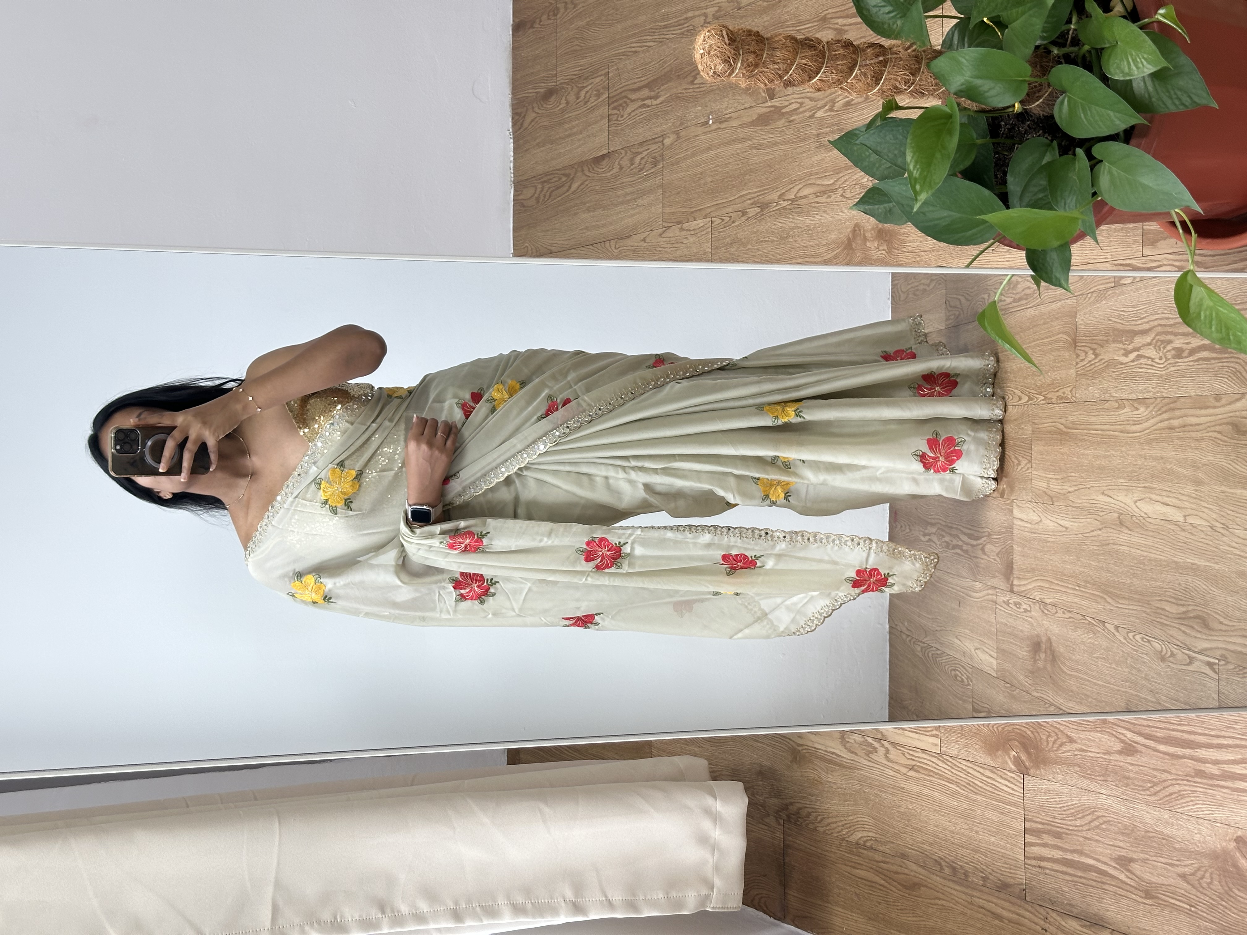 Soft Rangoli Embroidery Saree