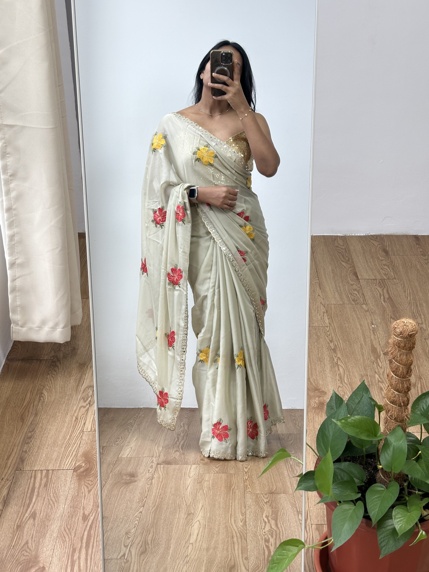 Soft Rangoli Embroidery Saree