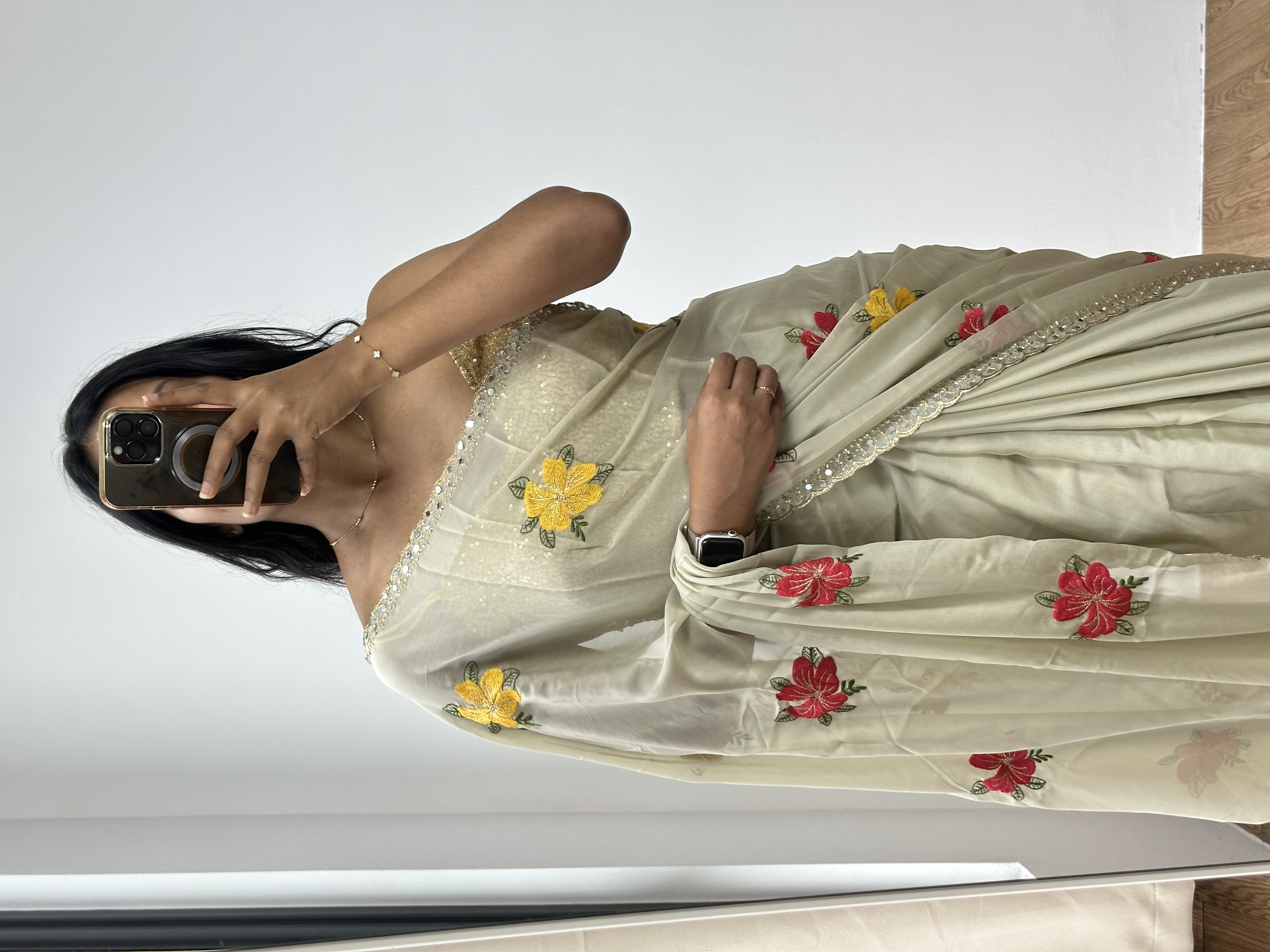 Soft Rangoli Embroidery Saree