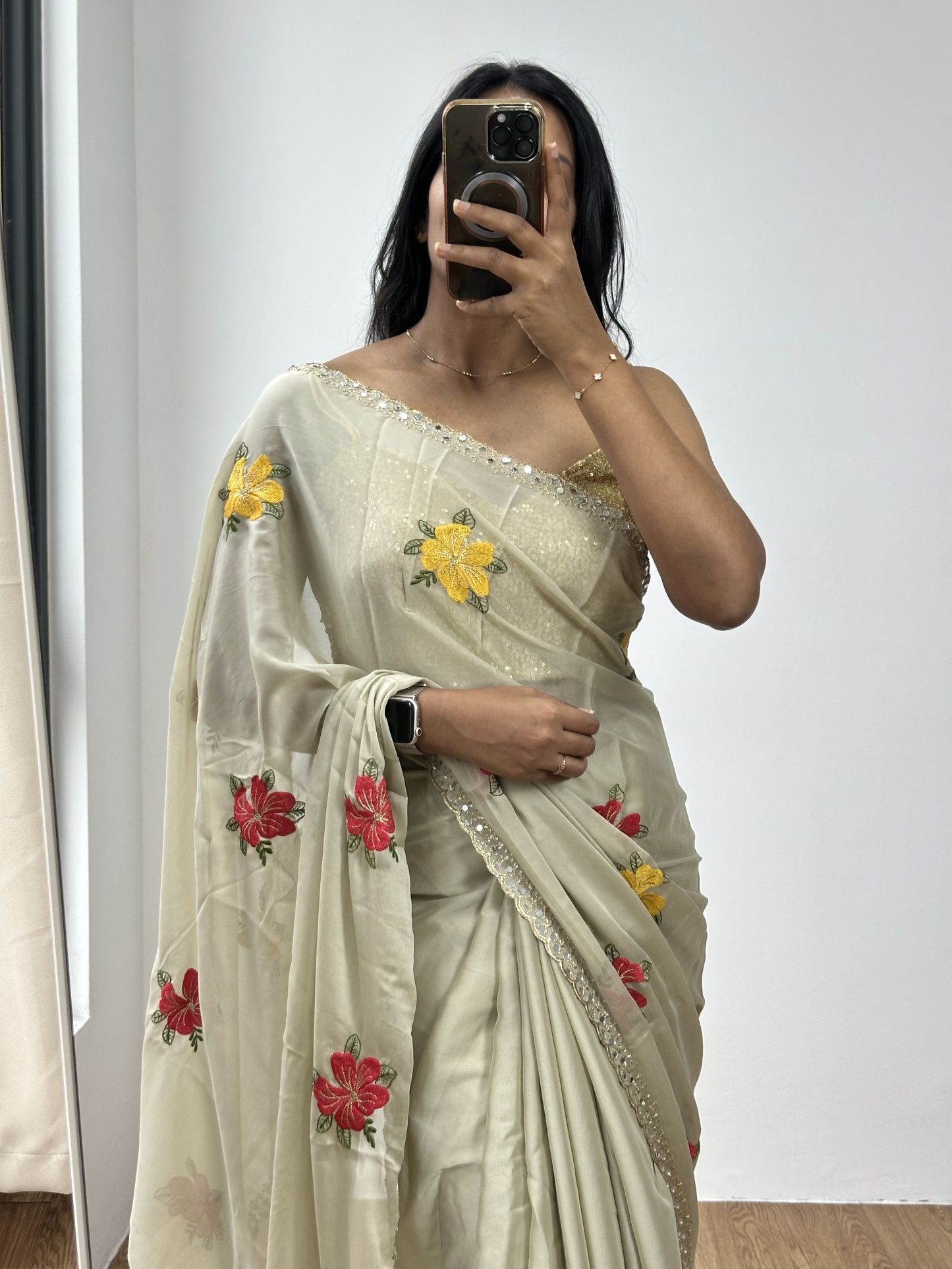 Soft Rangoli Embroidery Saree