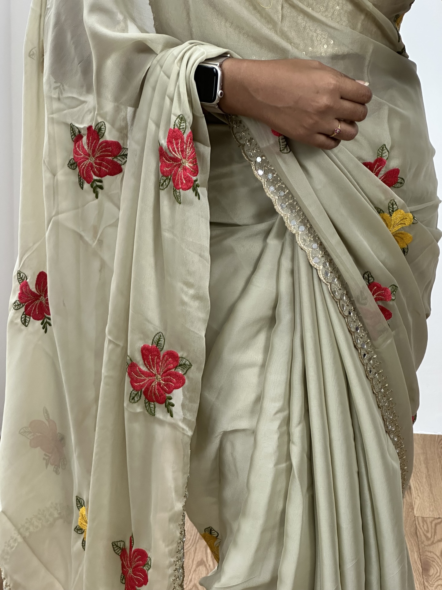 Soft Rangoli Embroidery Saree