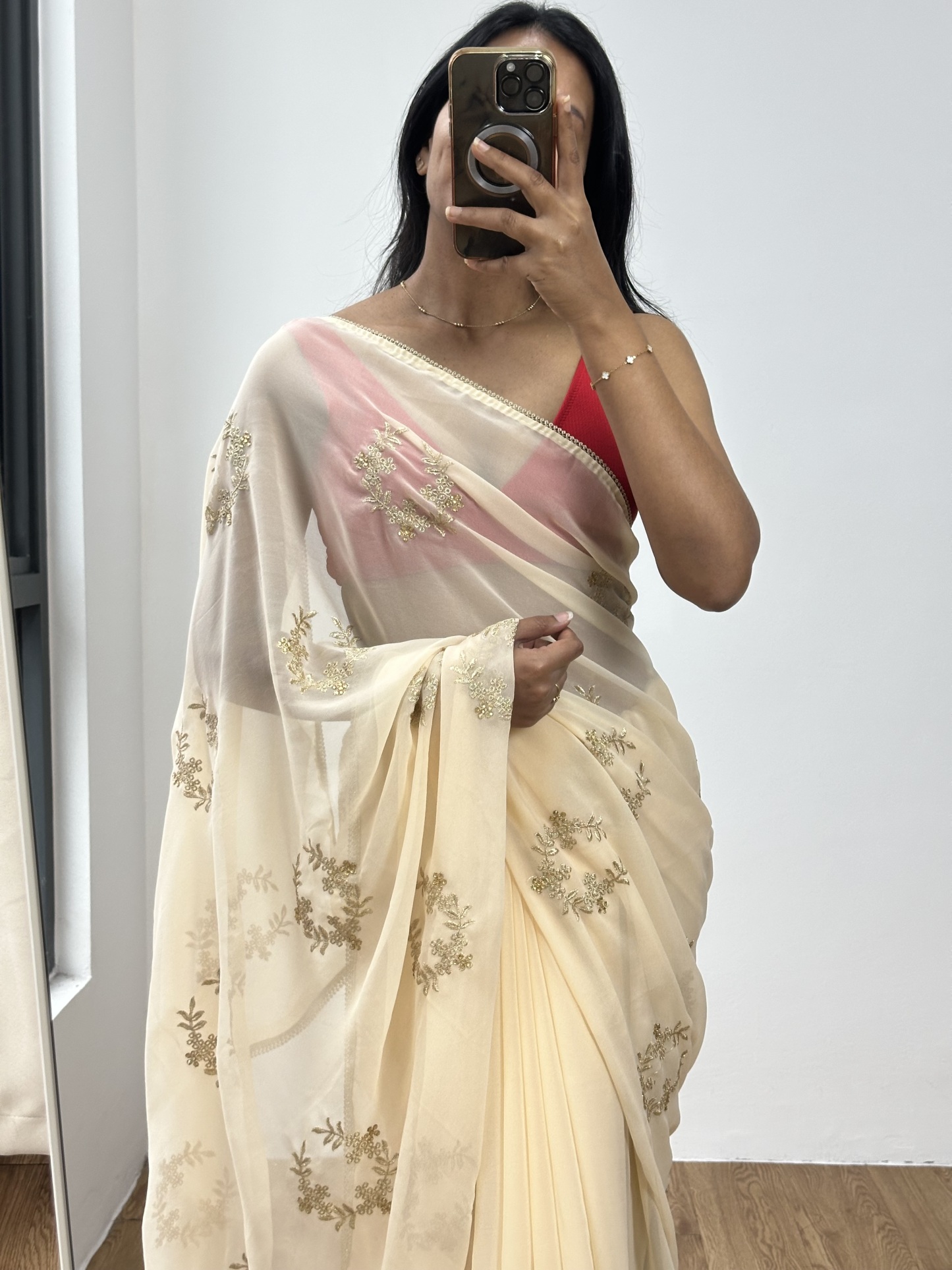 Soft Georgette Zari Embroidery Saree