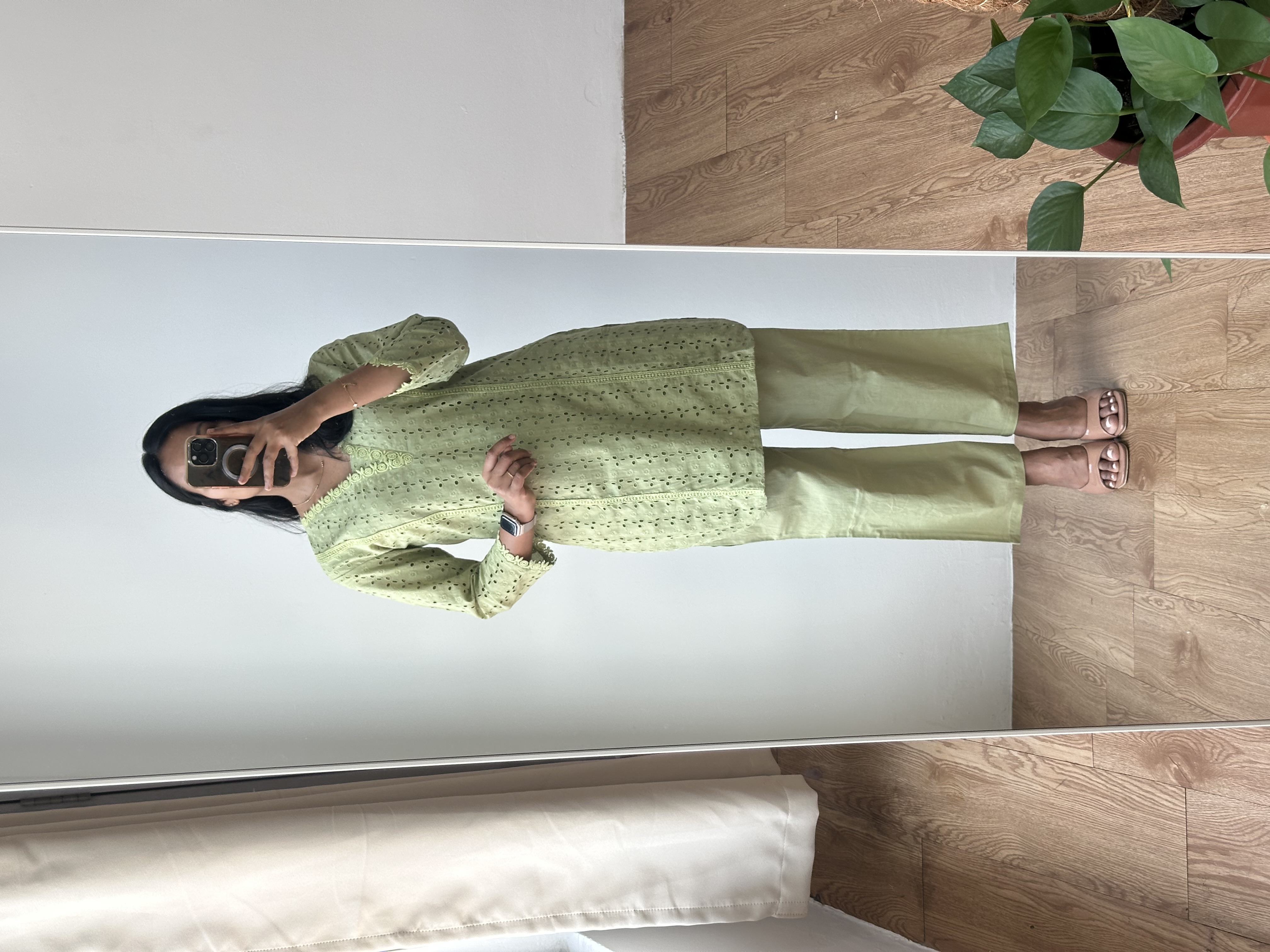 Green Schiffle Coord Set