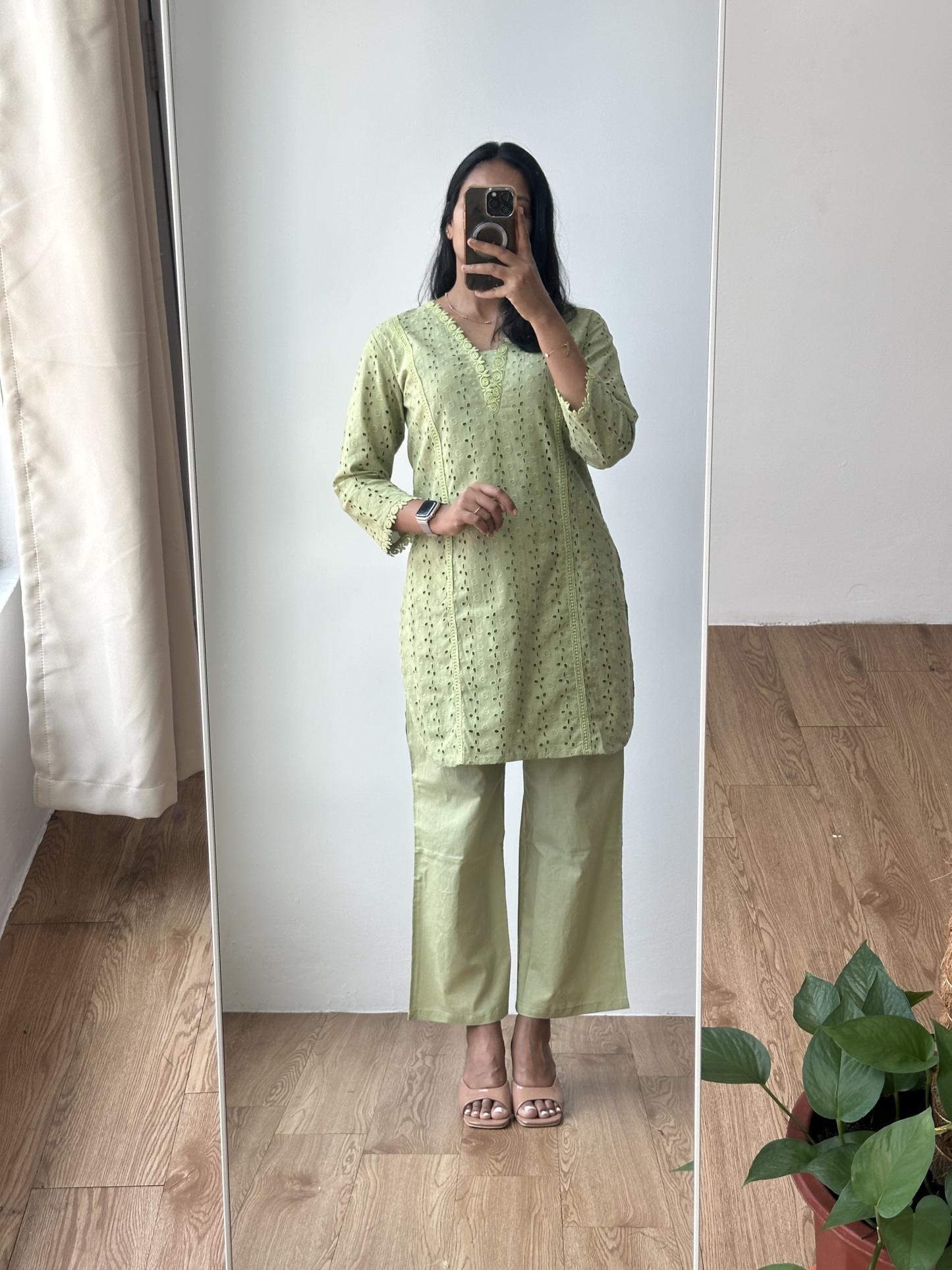 Green Schiffle Coord Set