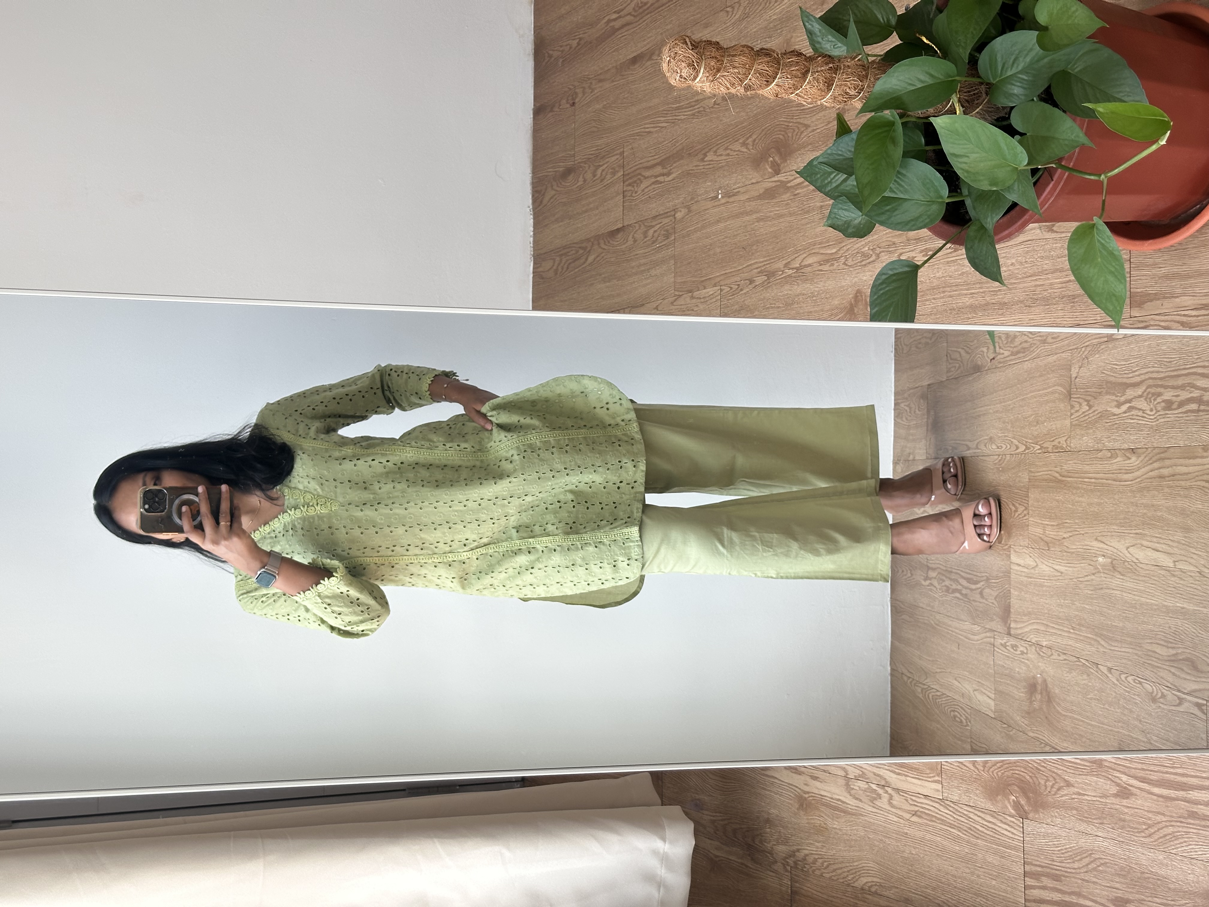 Green Schiffle Coord Set