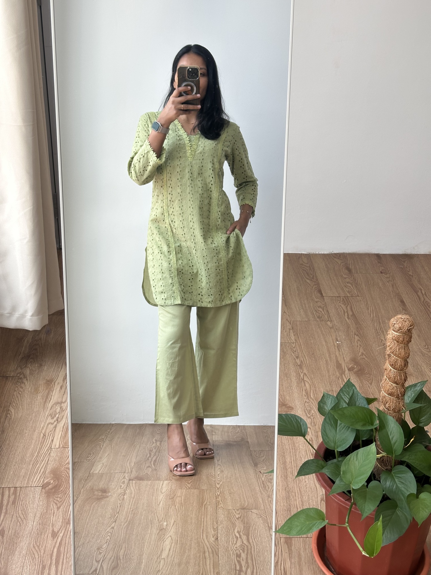 Green Schiffle Coord Set