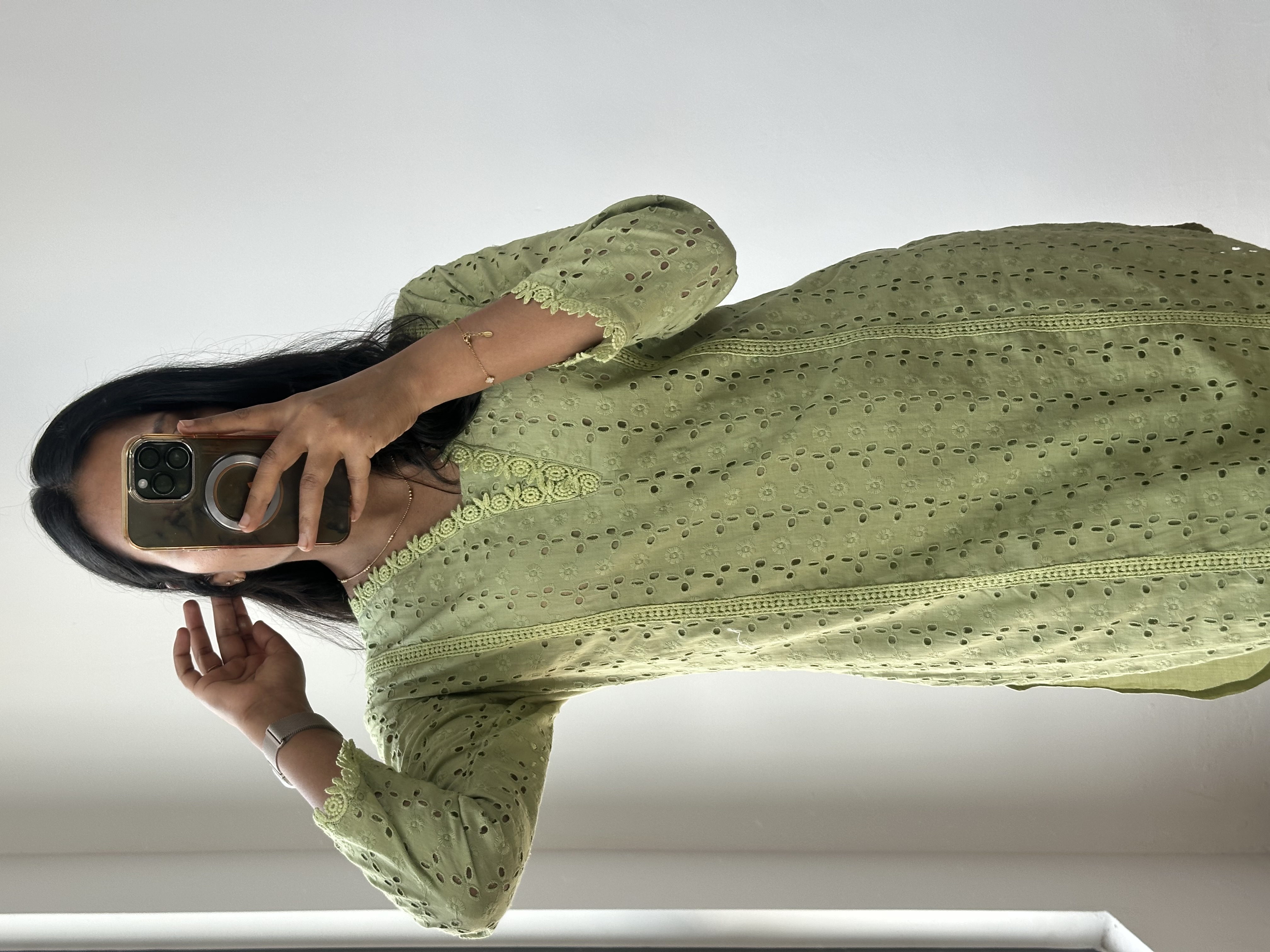 Green Schiffle Coord Set