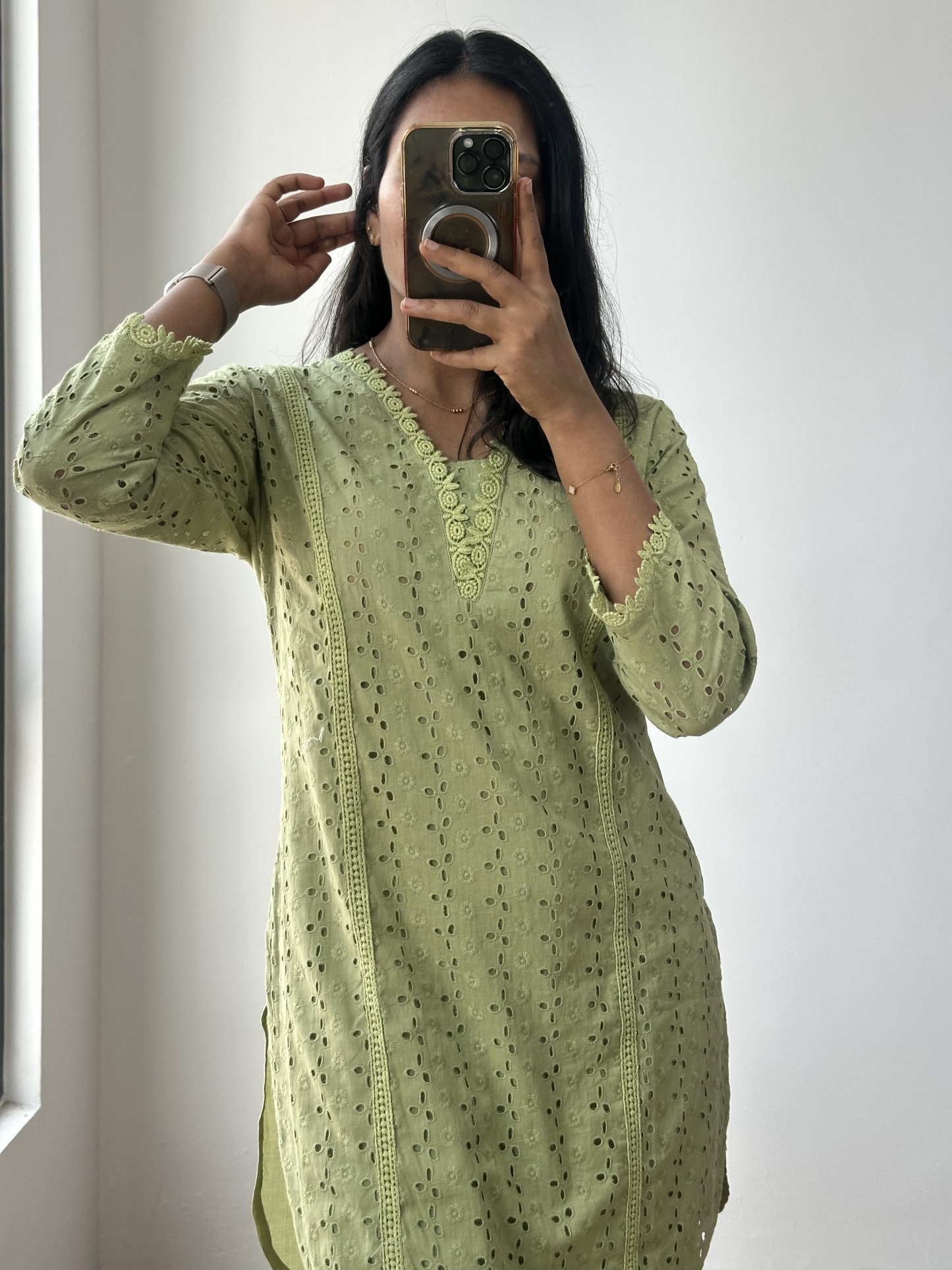 Green Schiffle Coord Set