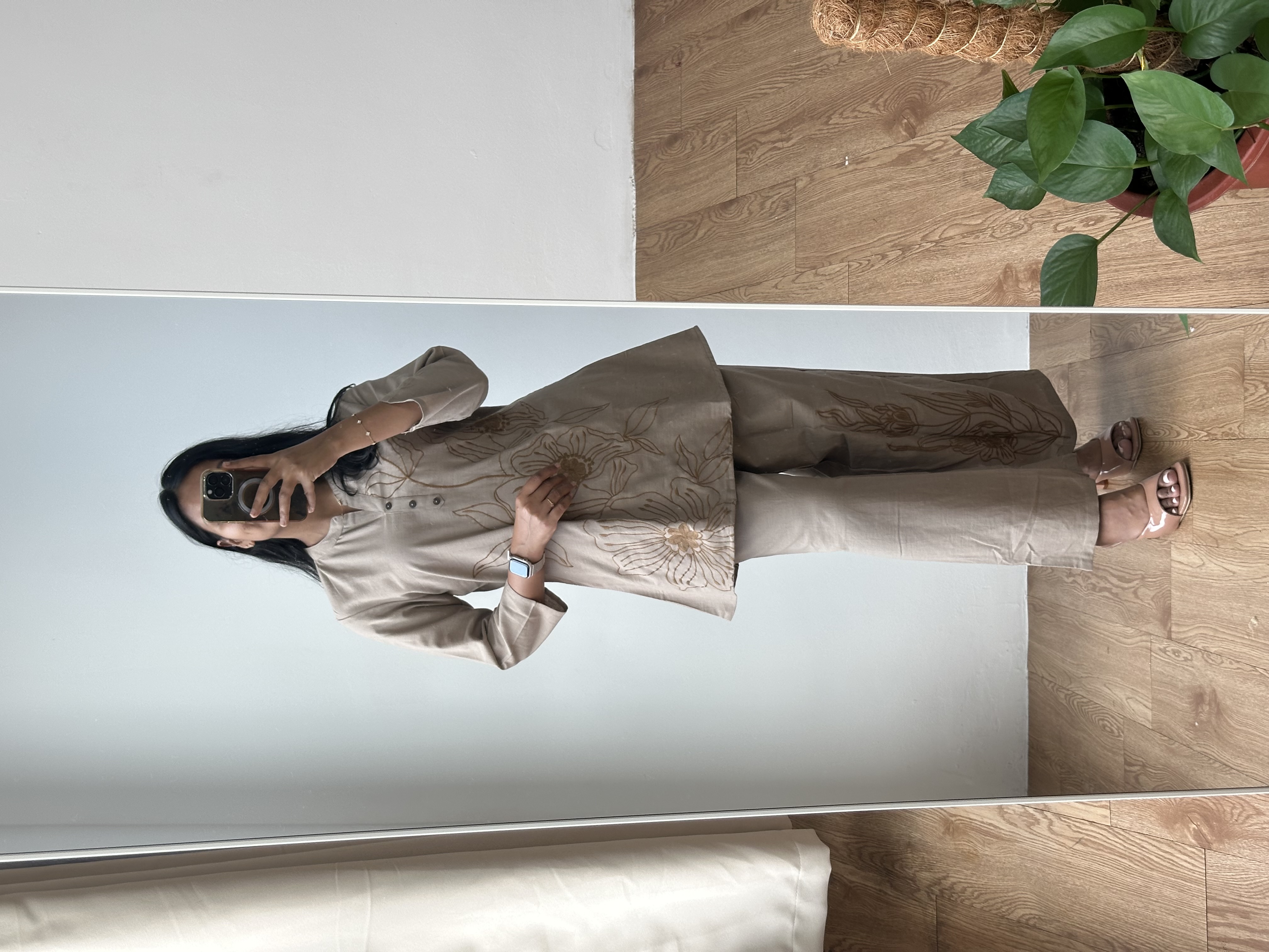 Beige Cotton Coord Set