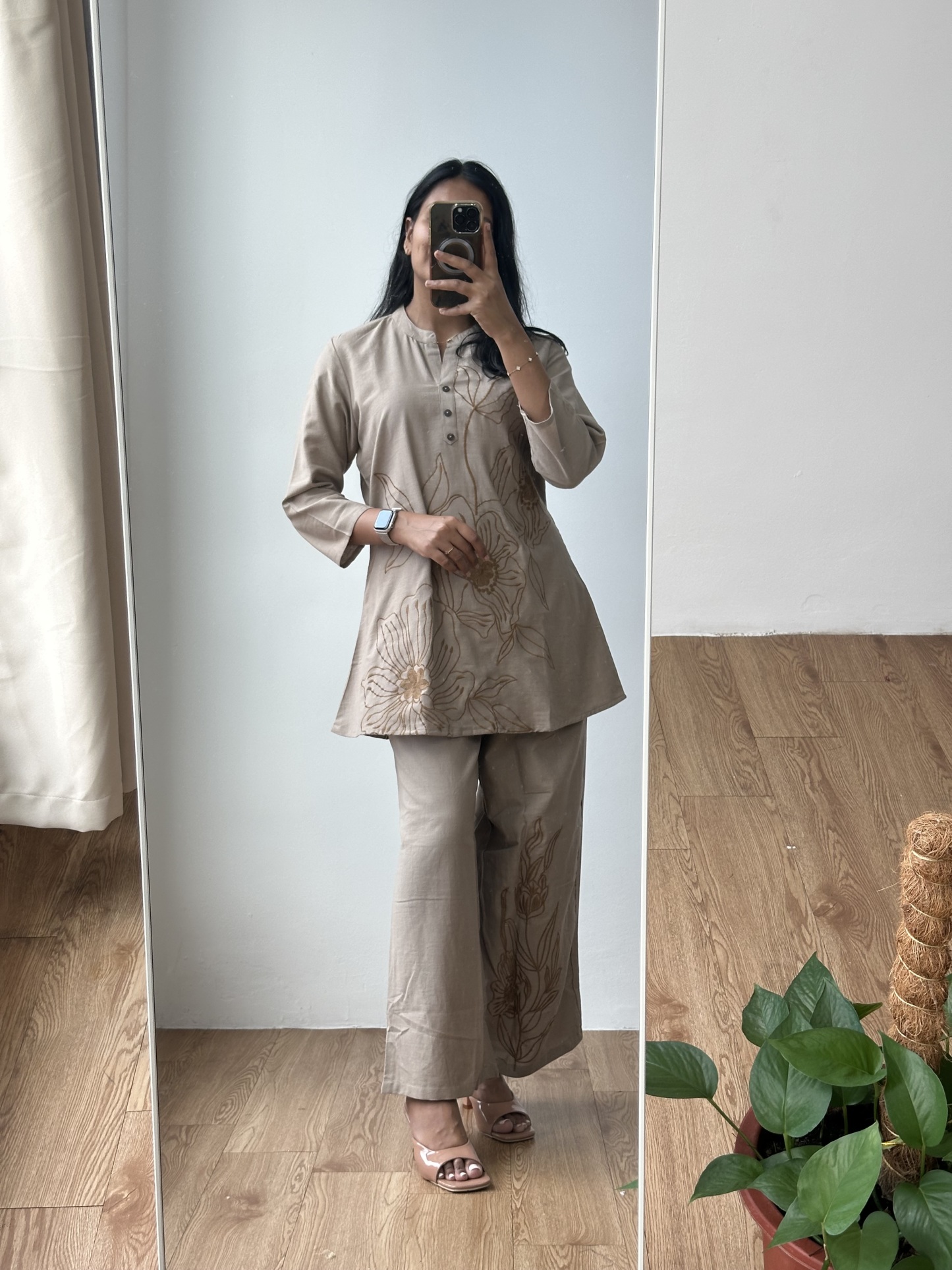 Beige Cotton Coord Set