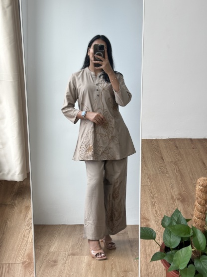 Beige Cotton Coord Set