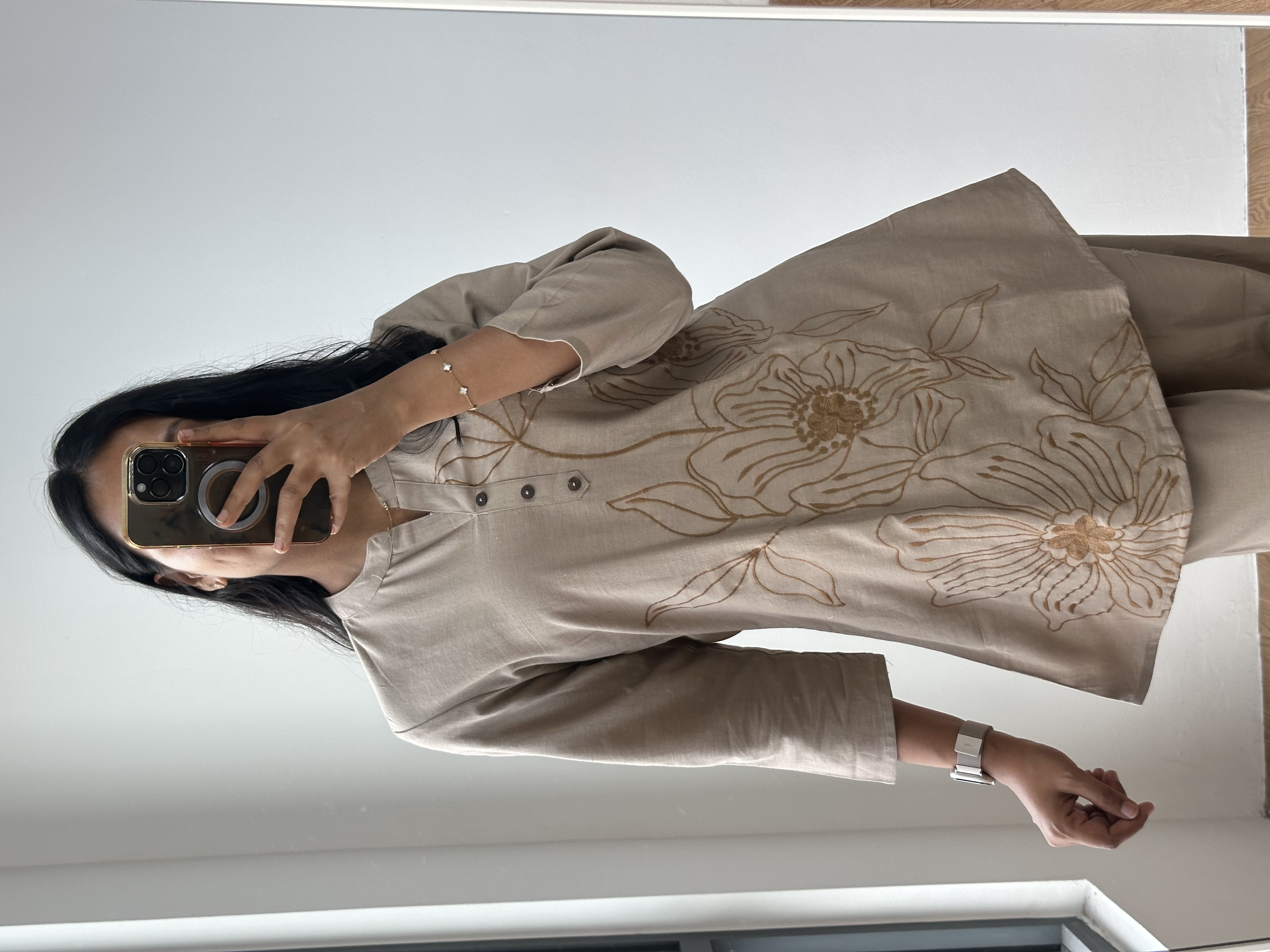 Beige Cotton Coord Set