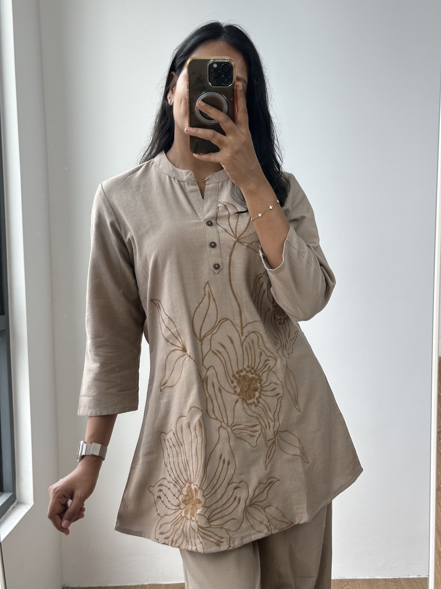 Beige Cotton Coord Set