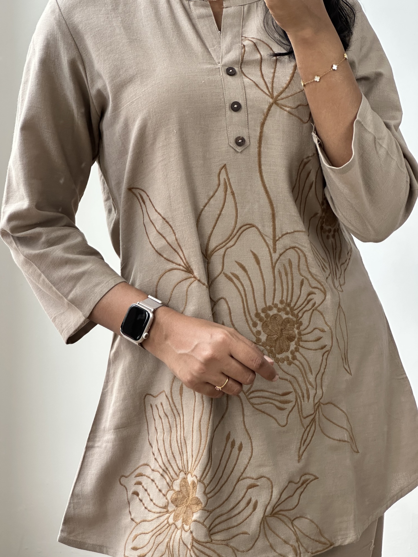 Beige Cotton Coord Set