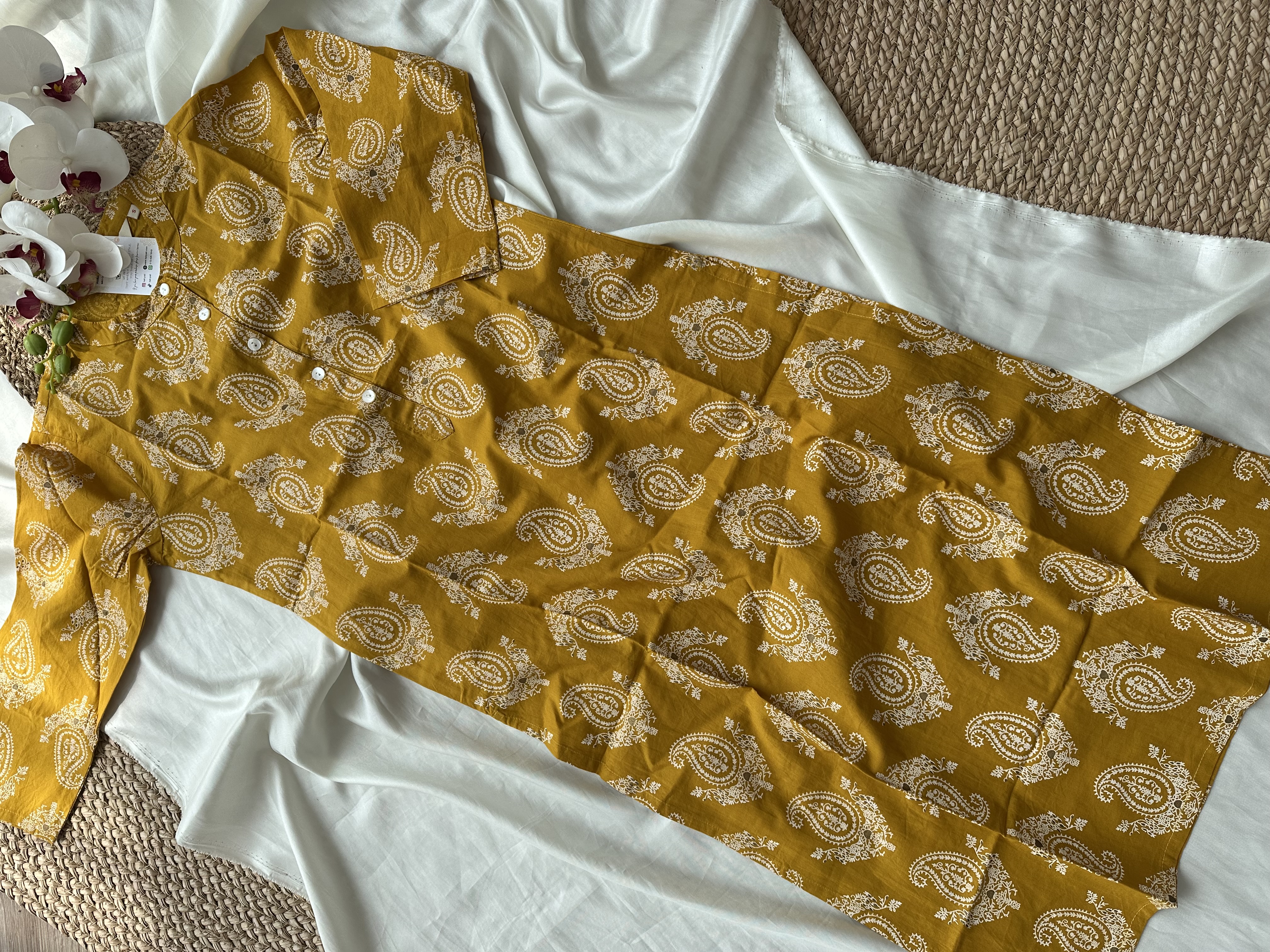 Mustard Cotton Kurta