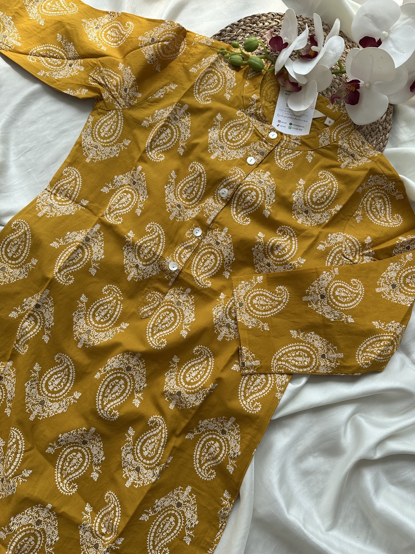 Mustard Cotton Kurta