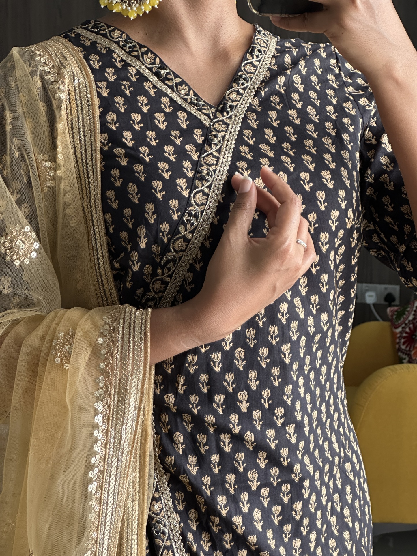 Pure Ajrakh Sharara Set