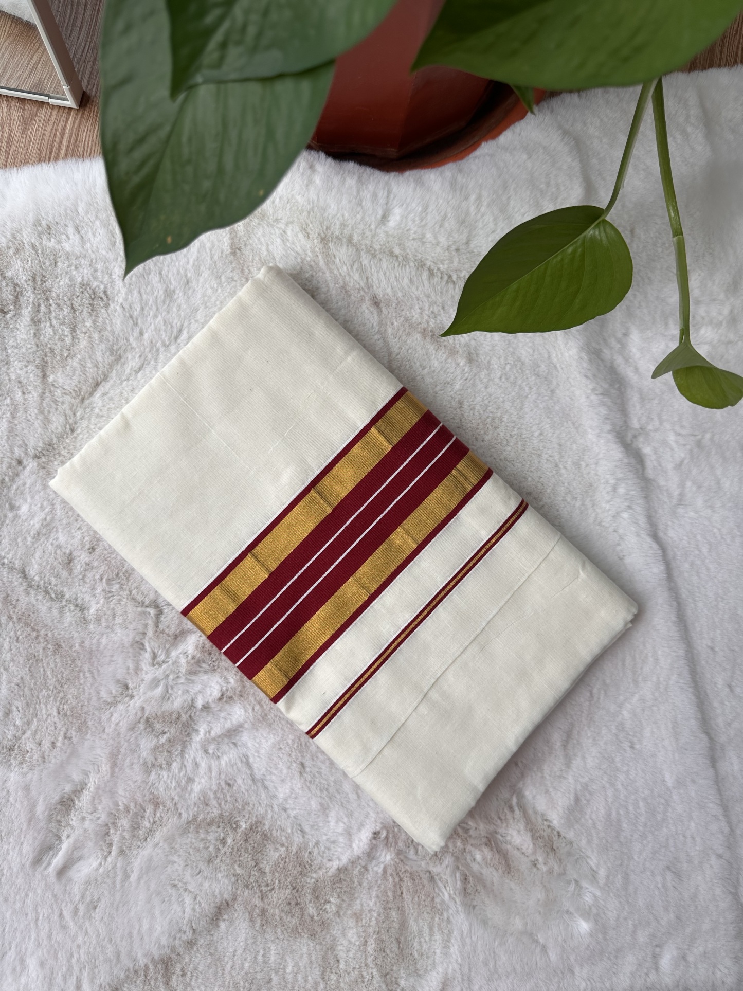 Handloom Cotton Kasavu Saree