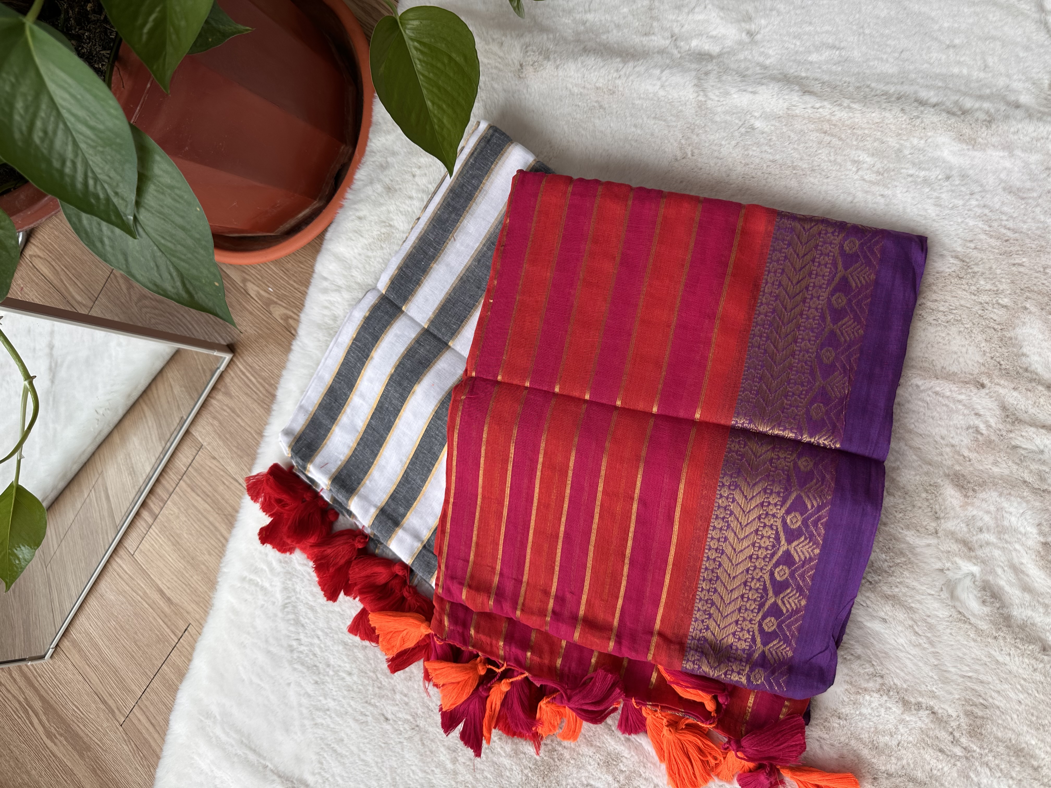 Kanchi Stripes Mul Saree