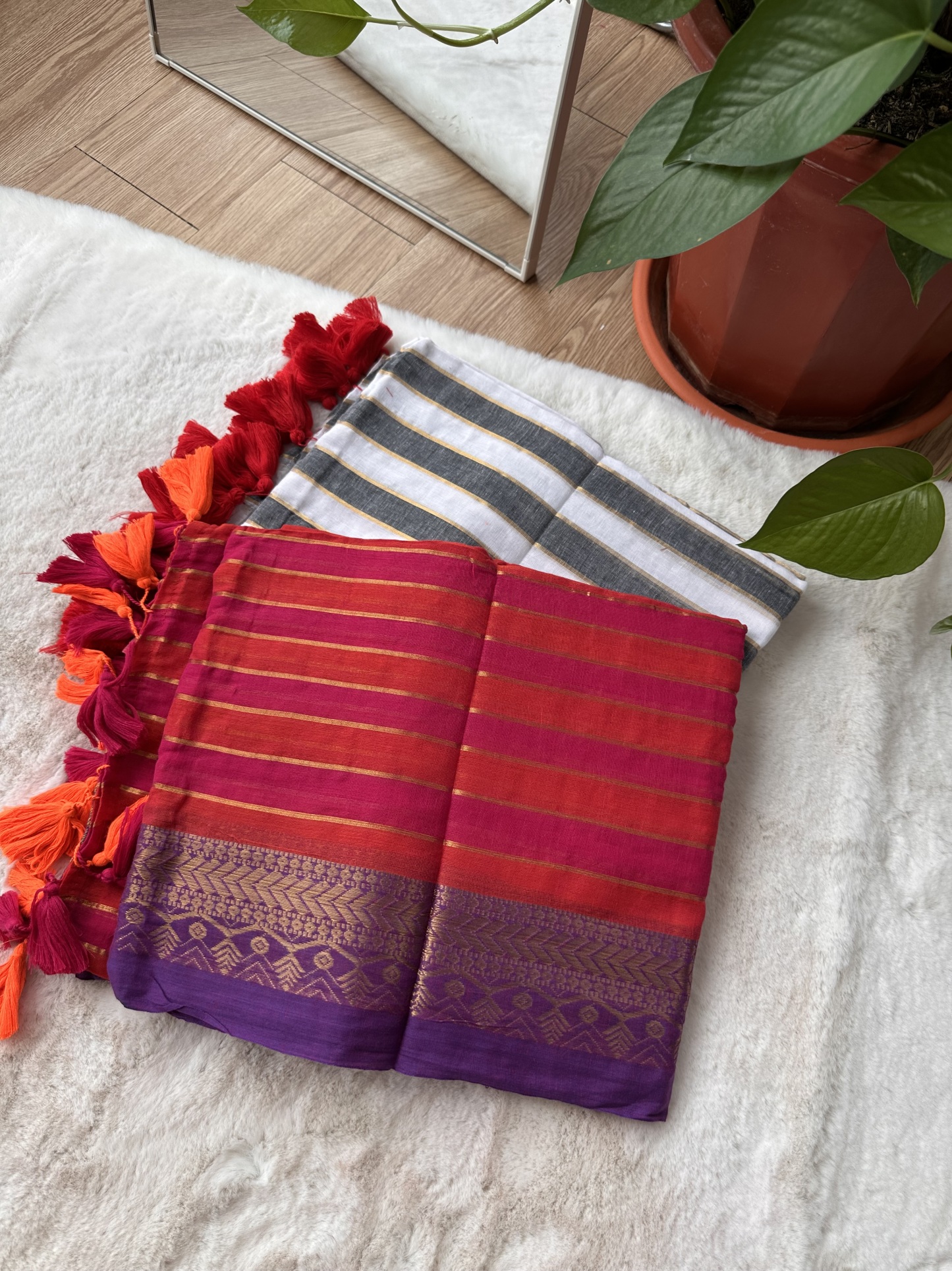 Kanchi Stripes Mul Saree