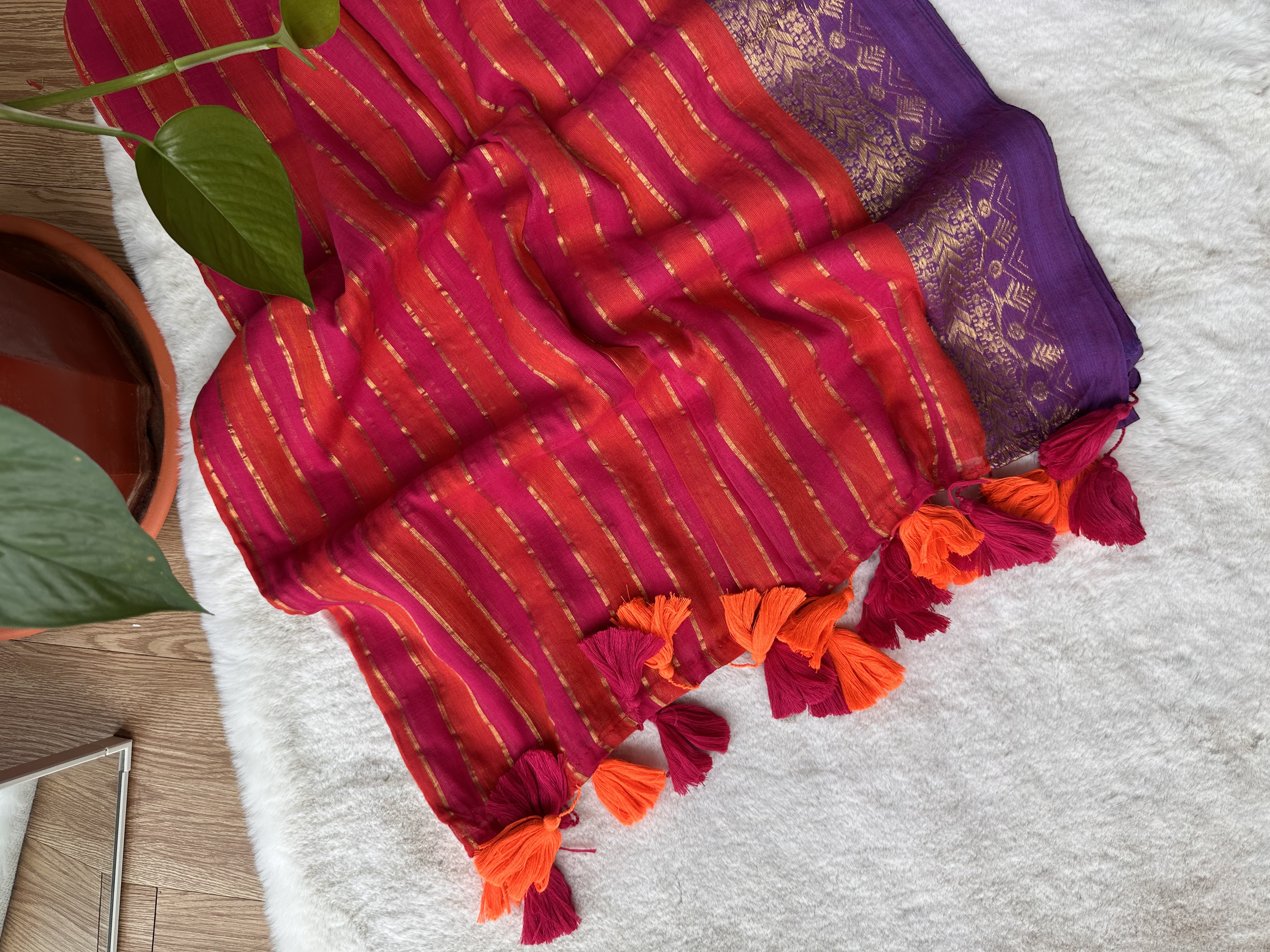 Kanchi Stripes Mul Saree