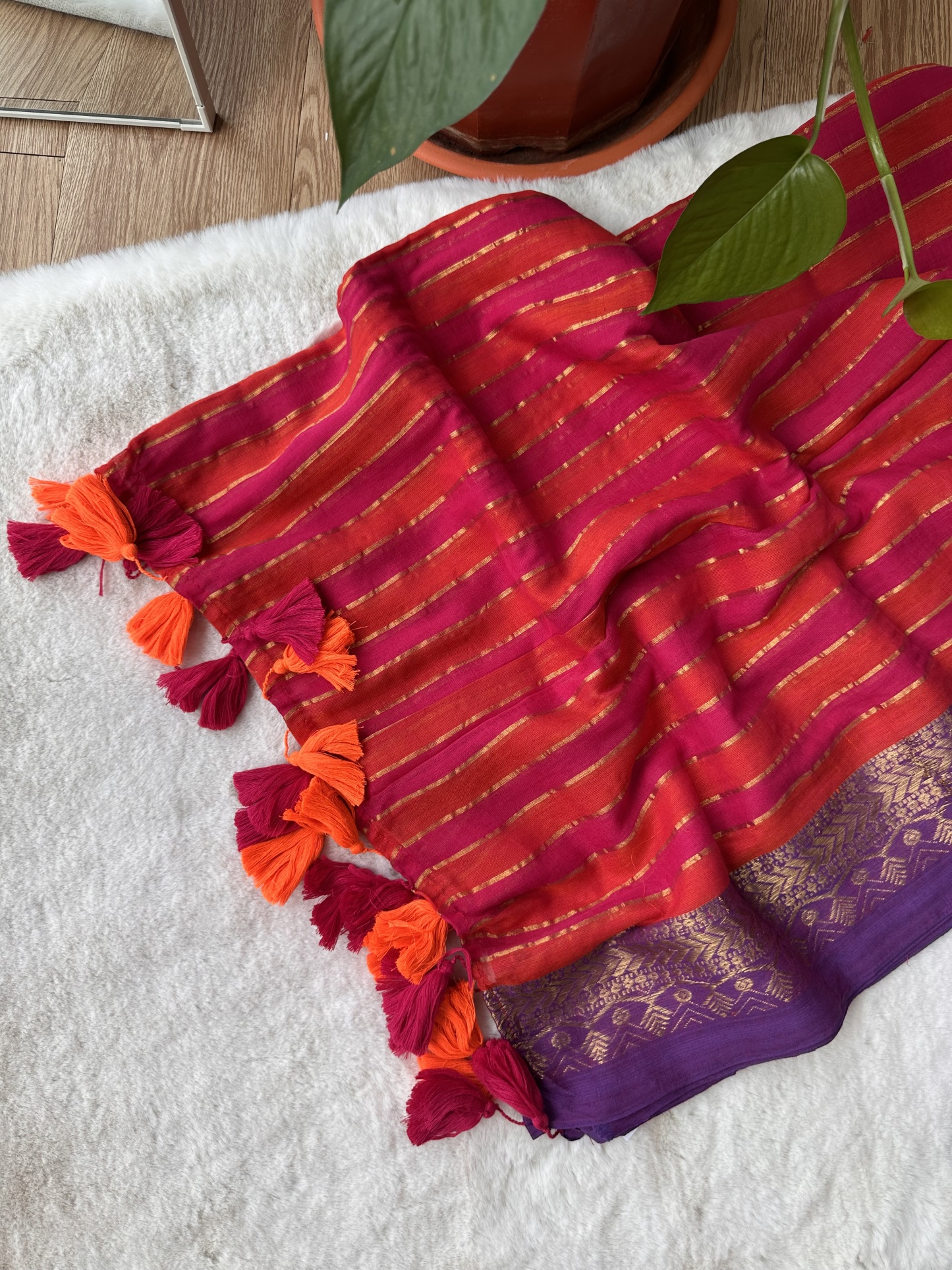 Kanchi Stripes Mul Saree